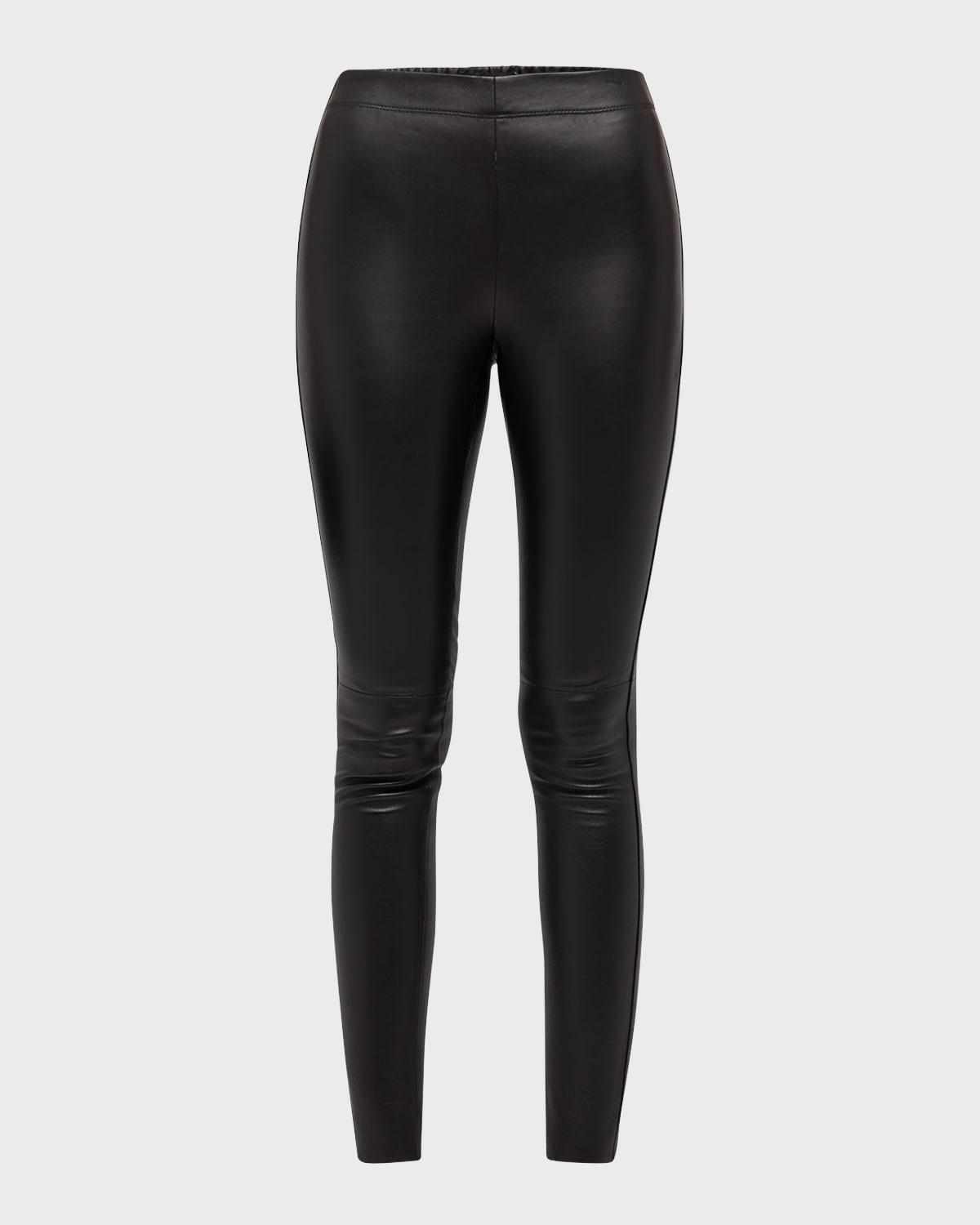 high-rise stretch leather leggings