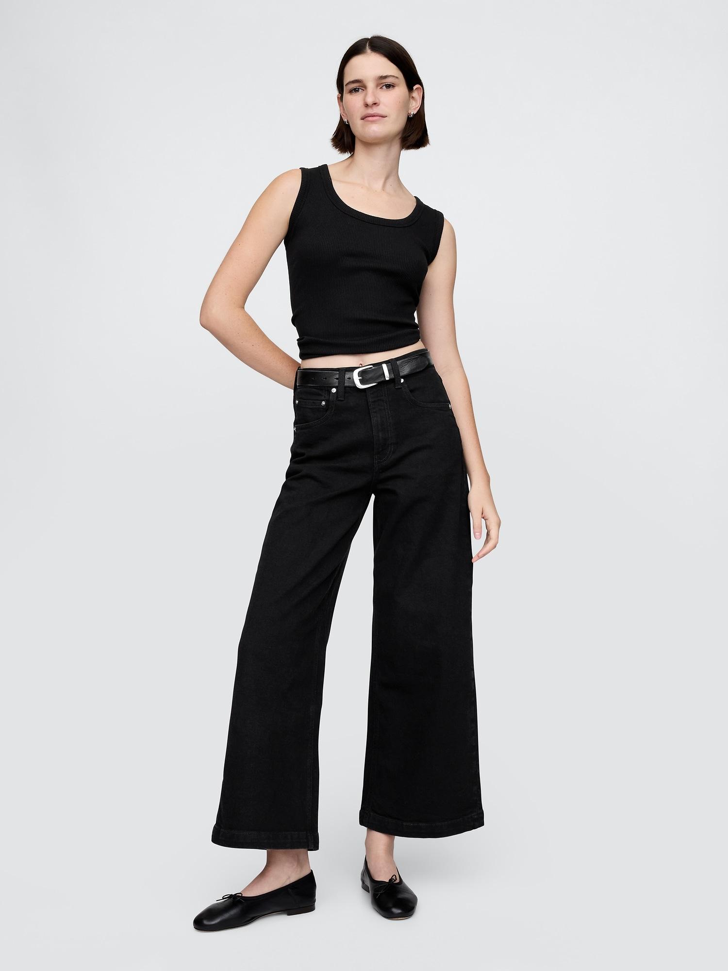 high rise stride wide-leg ankle jeans