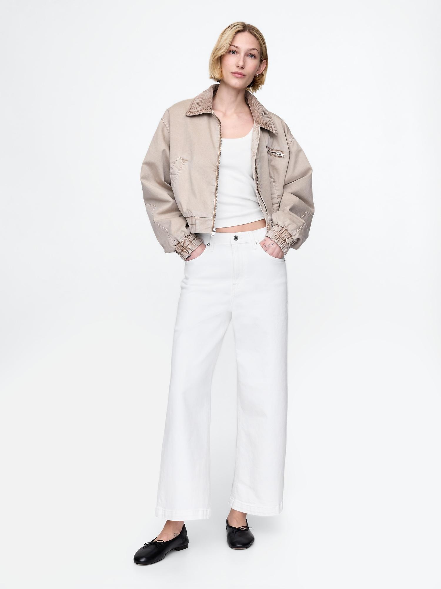 high rise stride wide-leg ankle jeans