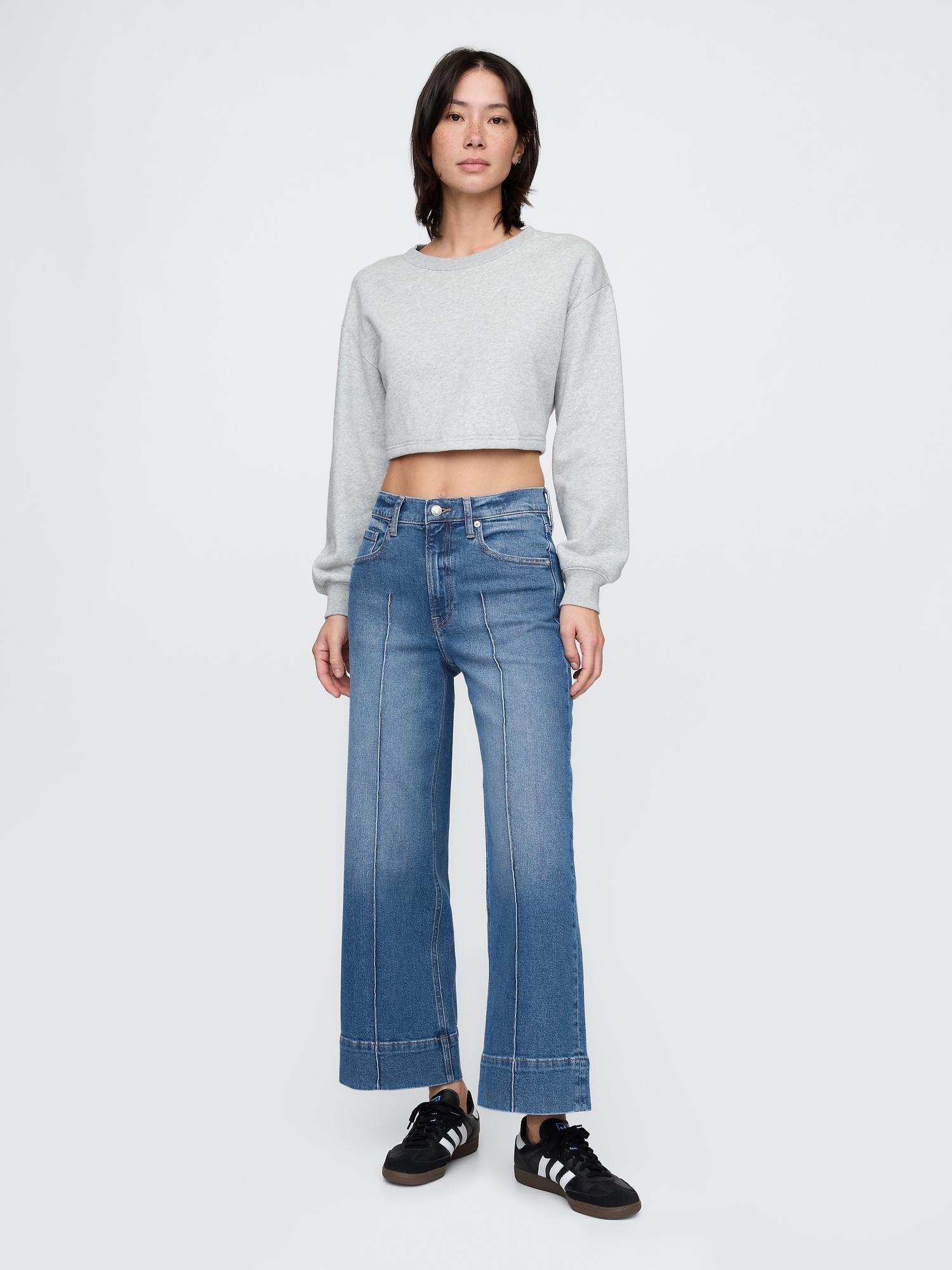 high rise stride wide-leg ankle jeans