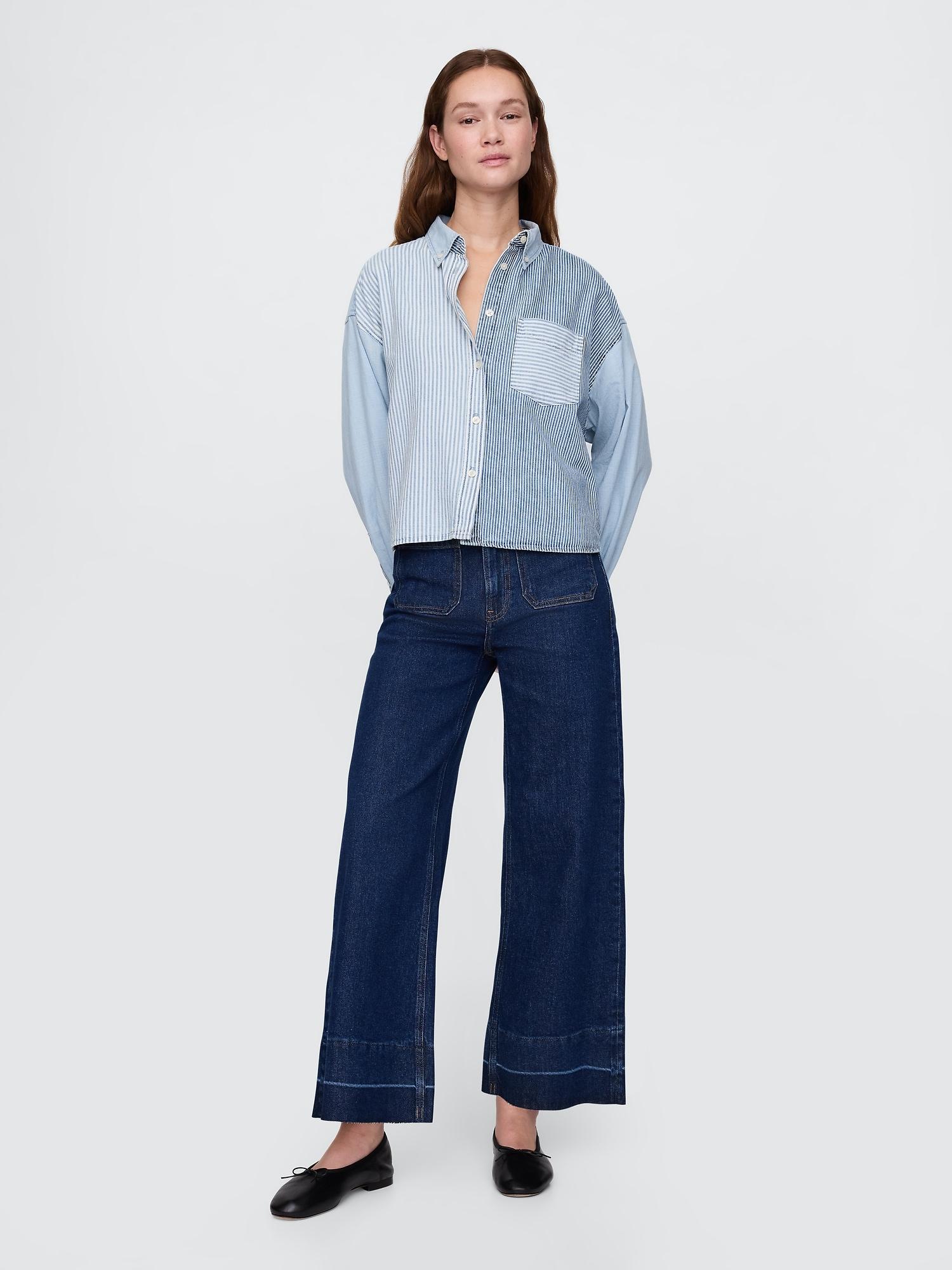 high rise stride wide-leg ankle jeans
