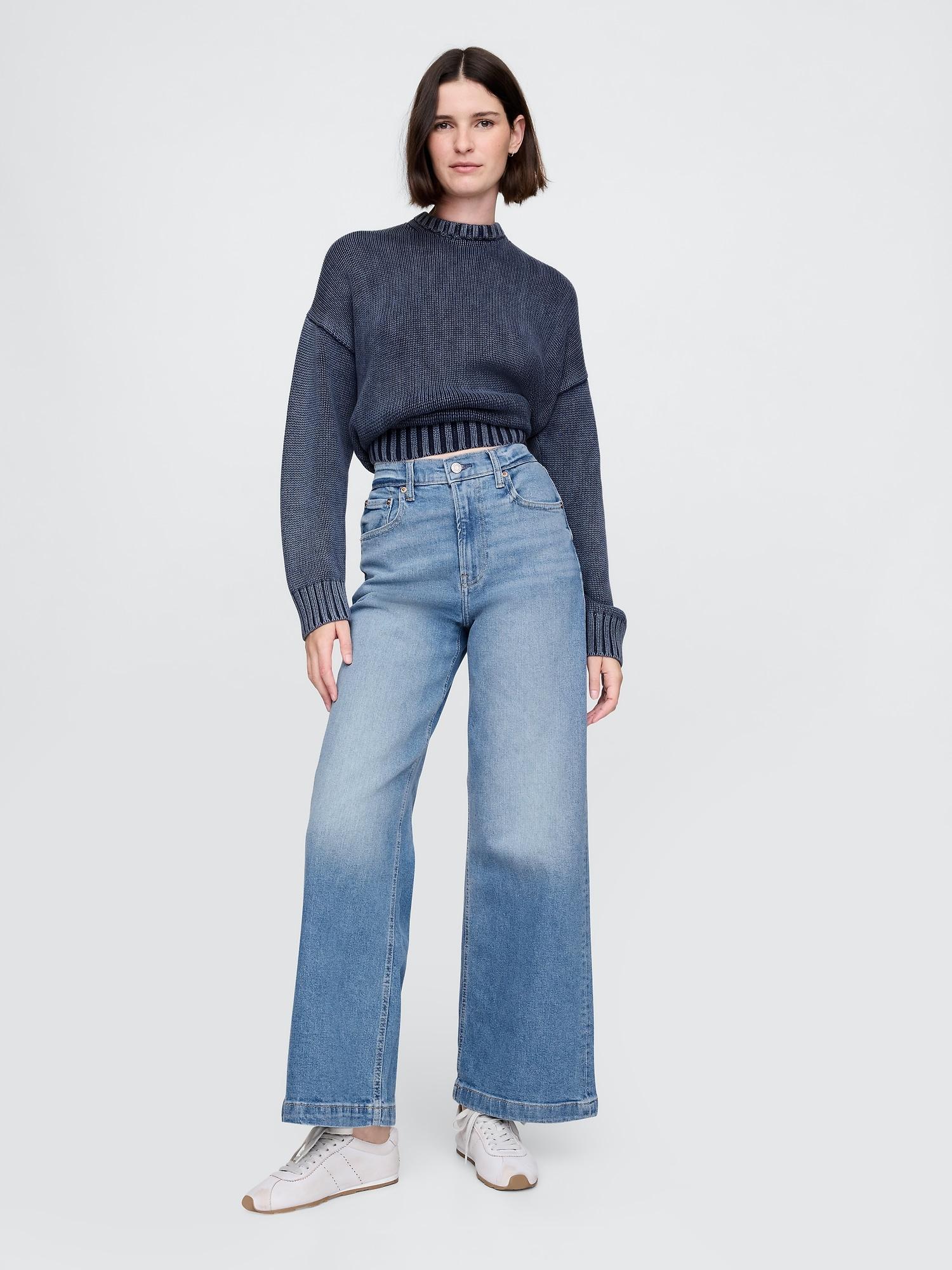 high rise stride wide-leg ankle jeans