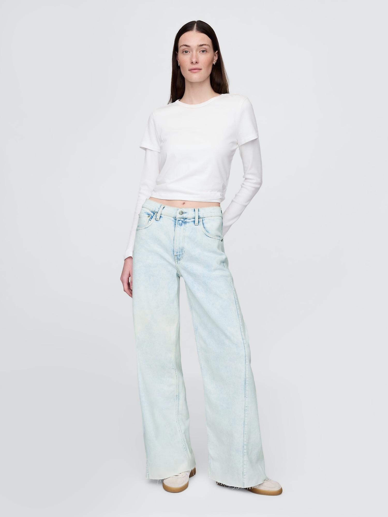 high rise stride wide-leg jeans