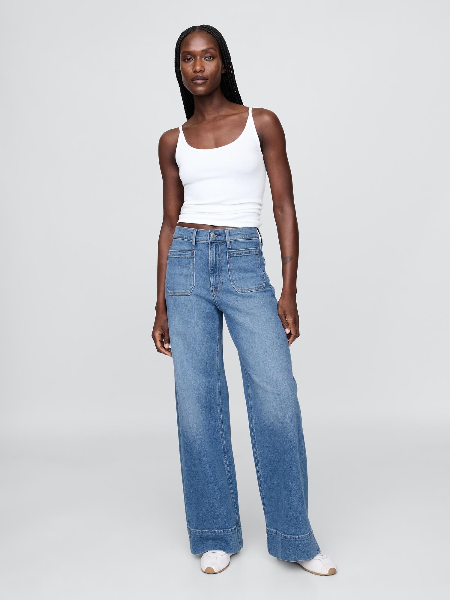 high rise stride wide-leg jeans