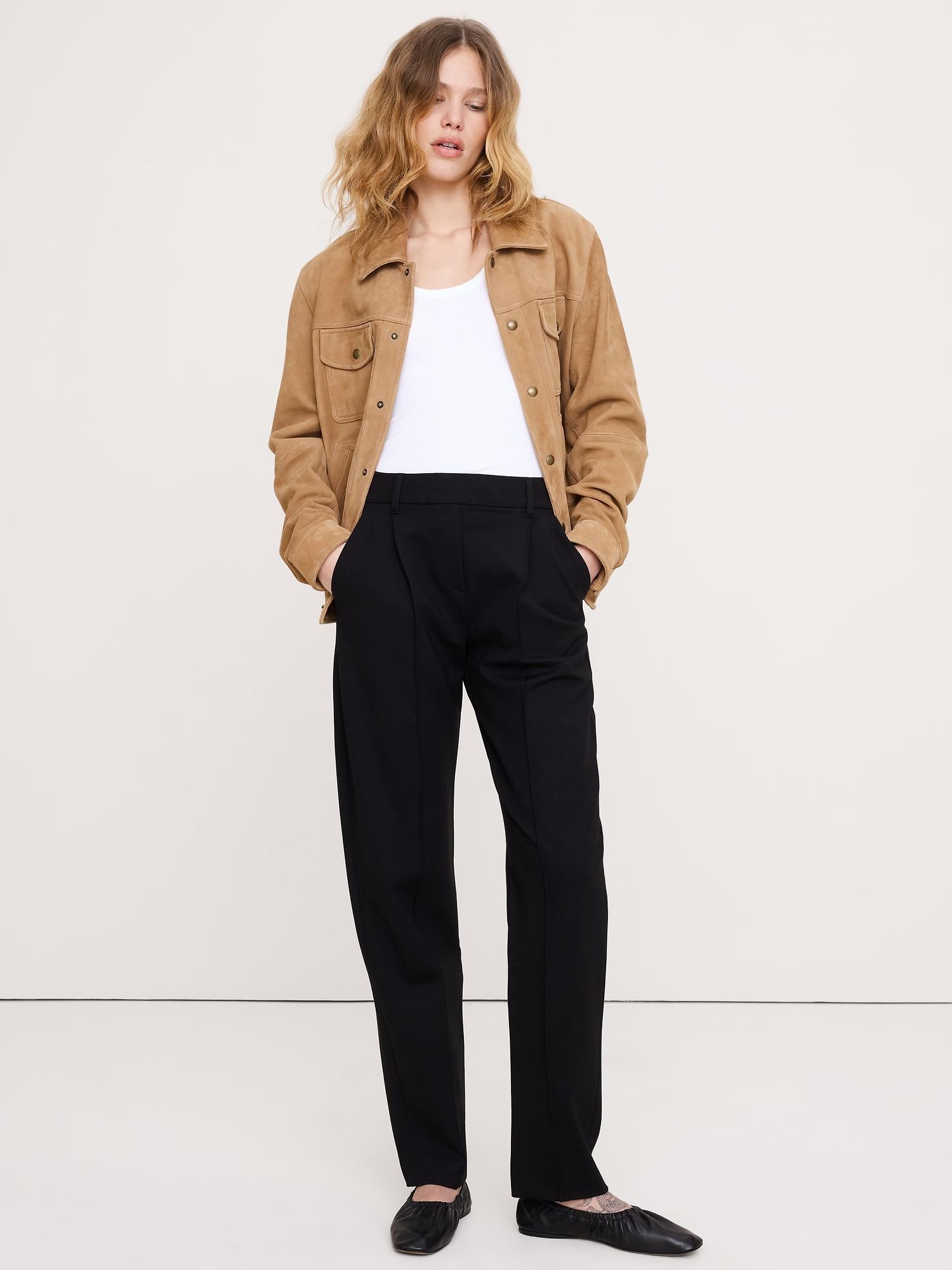 high-rise tapered drapey ponte pull-on pant