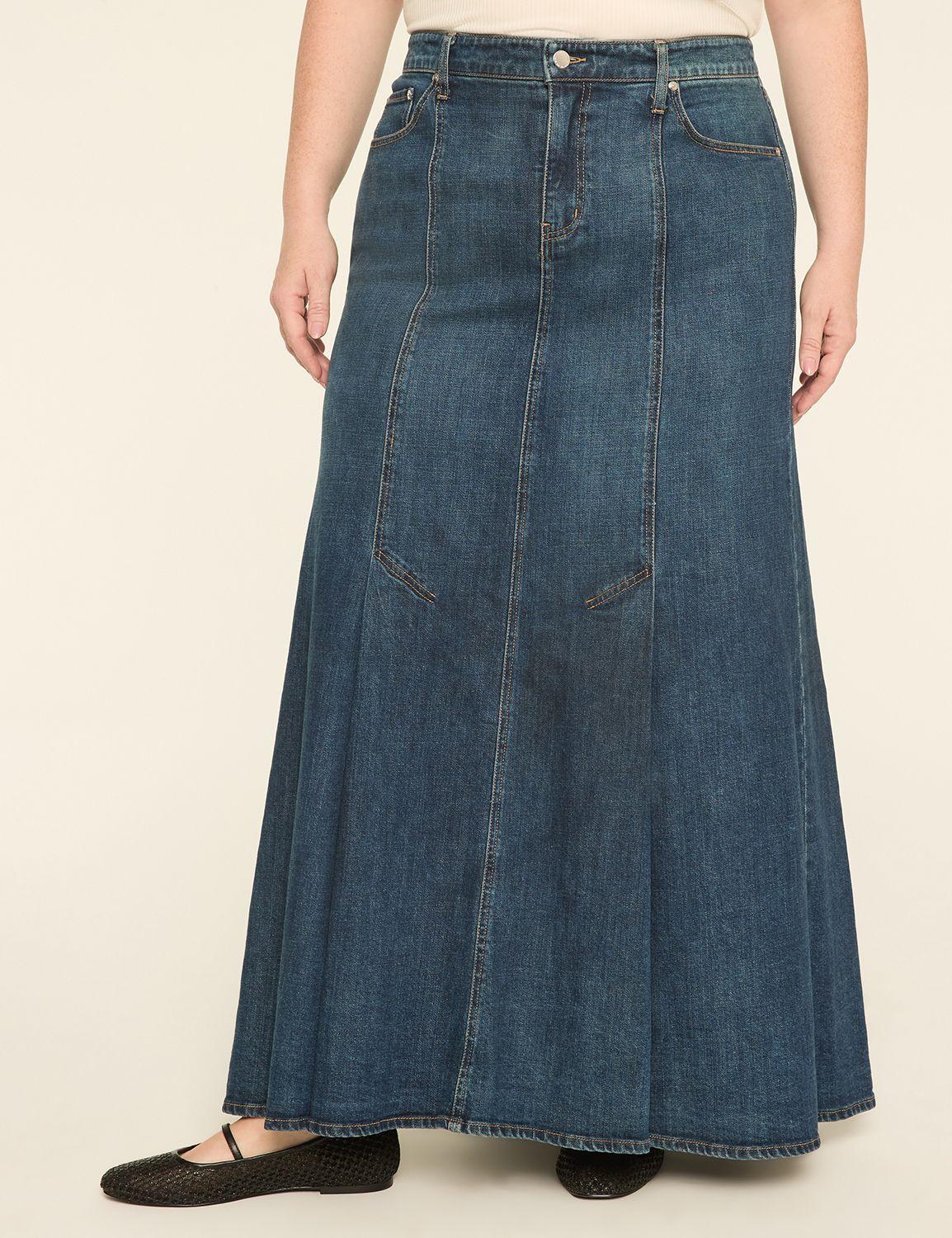 high-rise tulip-hem maxi skirt