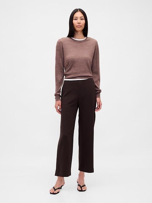 high rise twill straight ankle pants
