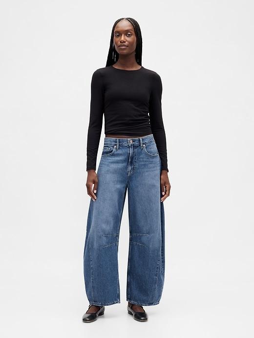 high rise ultrasoft belted horseshoe jeans