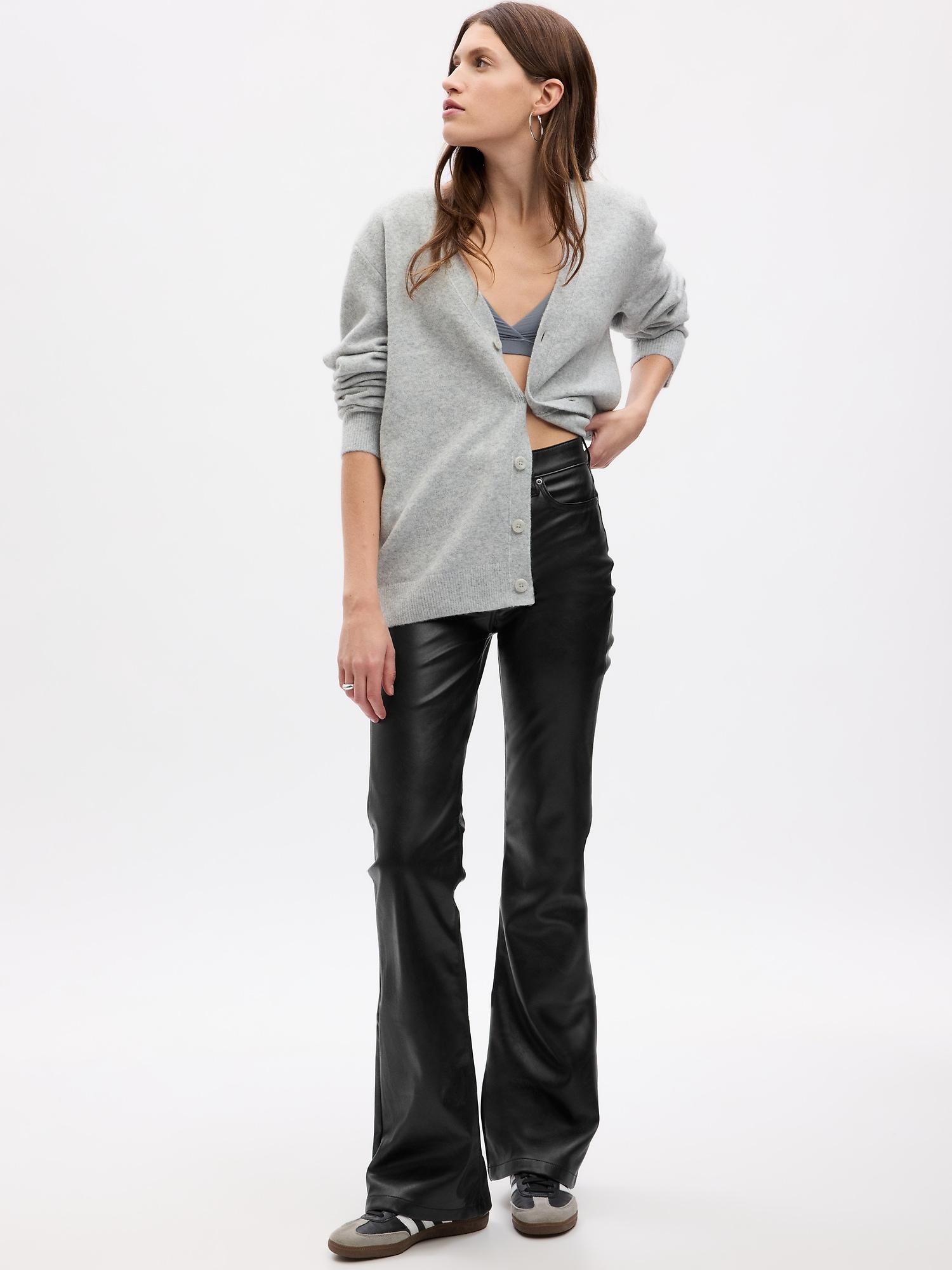 high rise vegan leather '70s flare pants