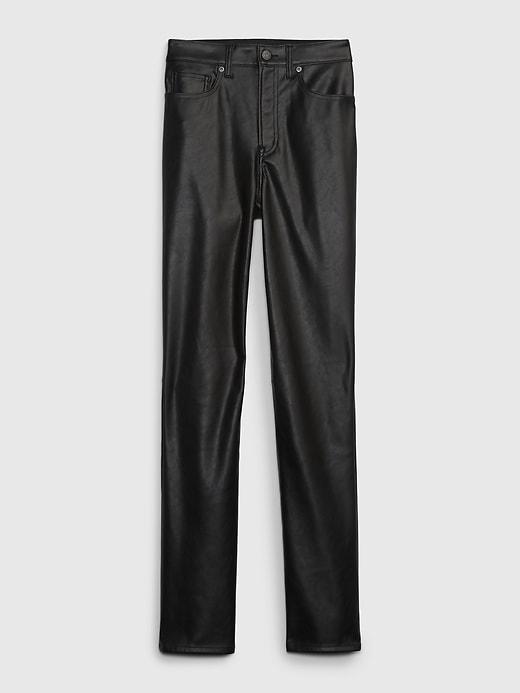 high rise vegan leather vintage slim pants