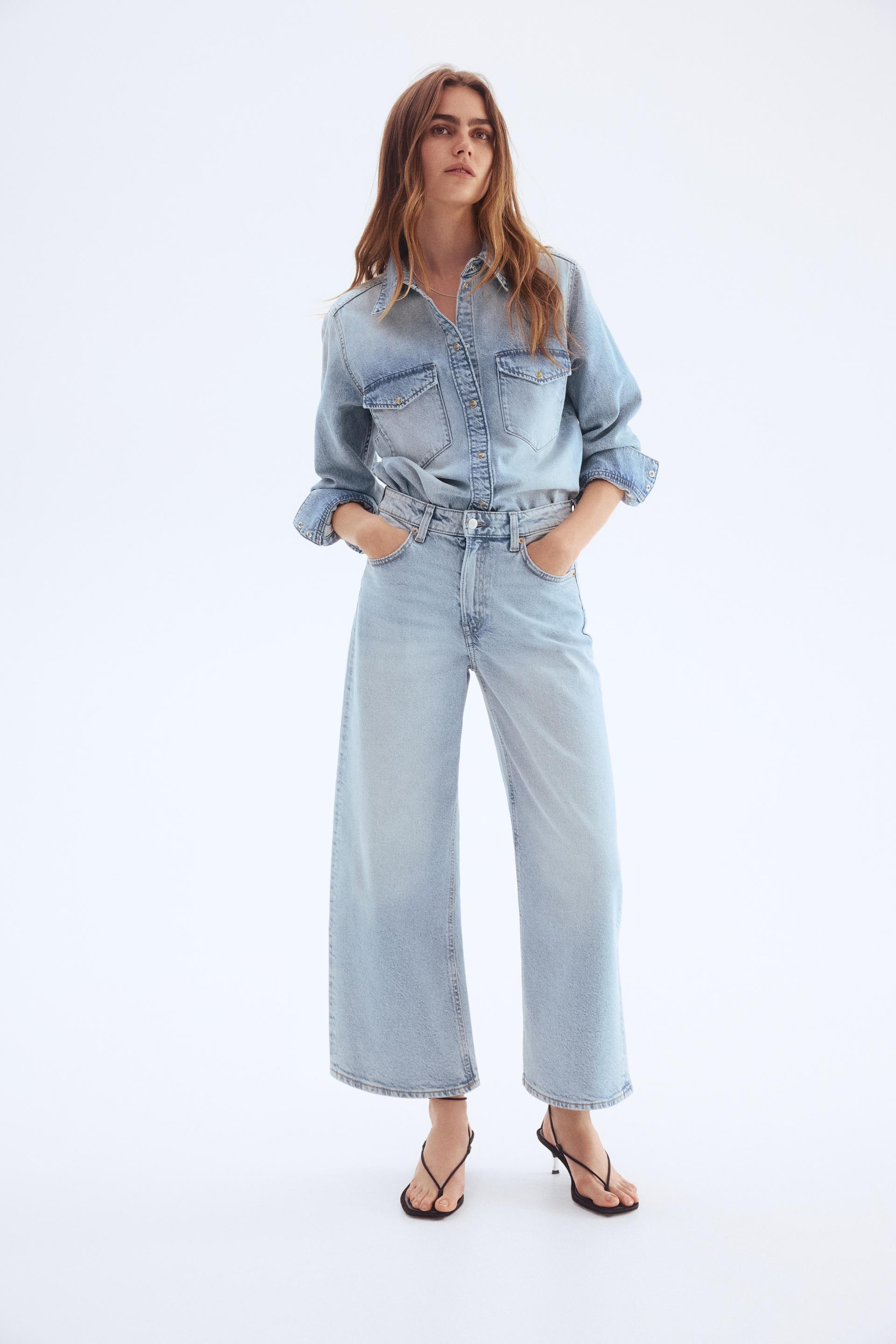 high rise wide-cut jeans