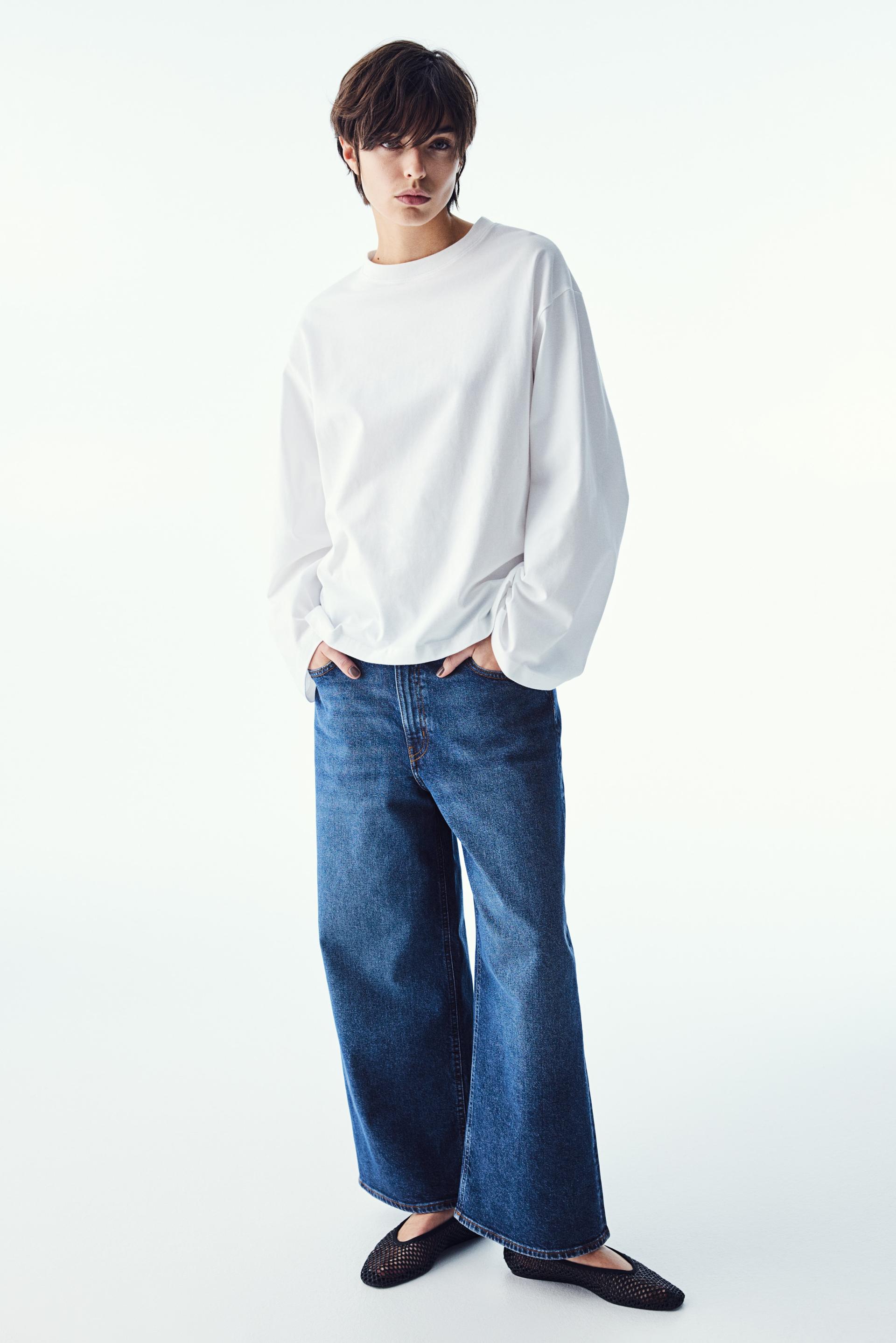 high rise wide-cut jeans