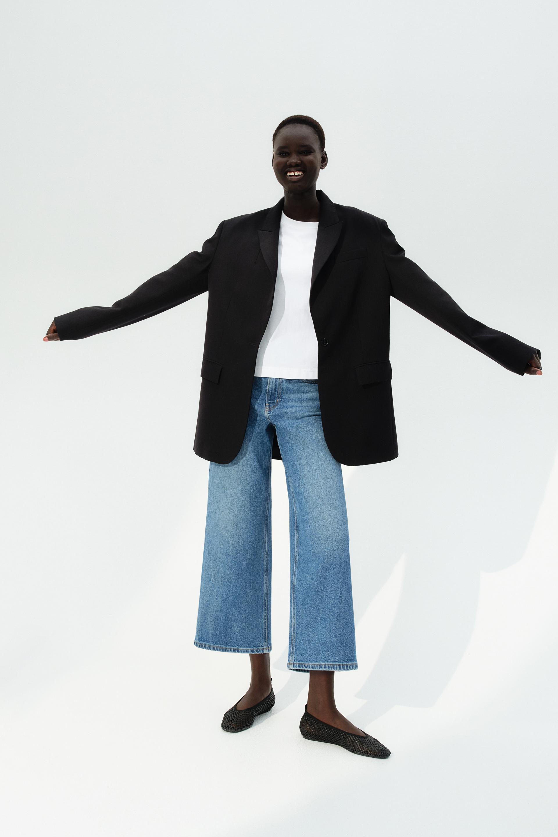 high rise wide-cut jeans