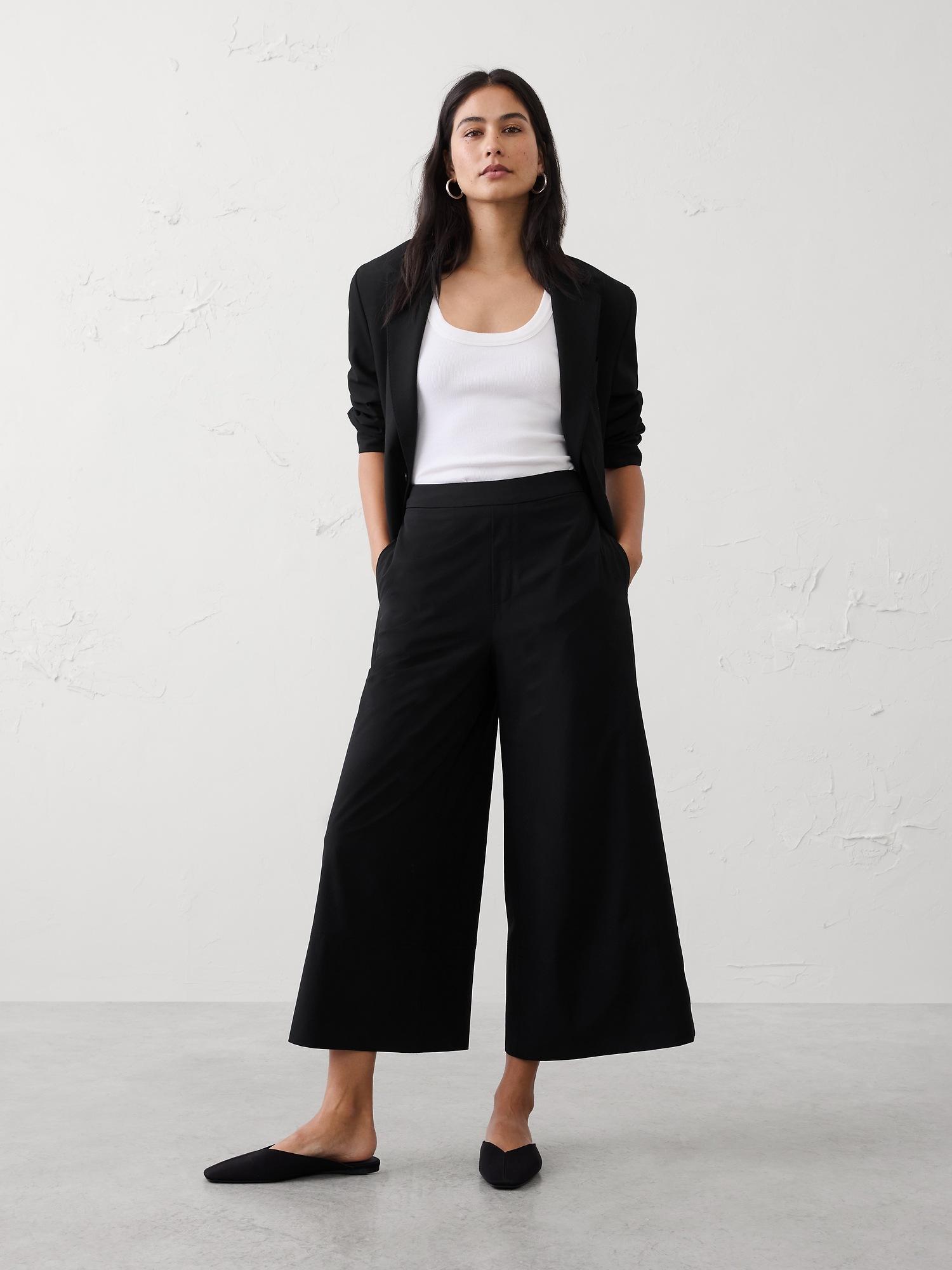 high-rise wide-leg airstretch pull-on cropped pant