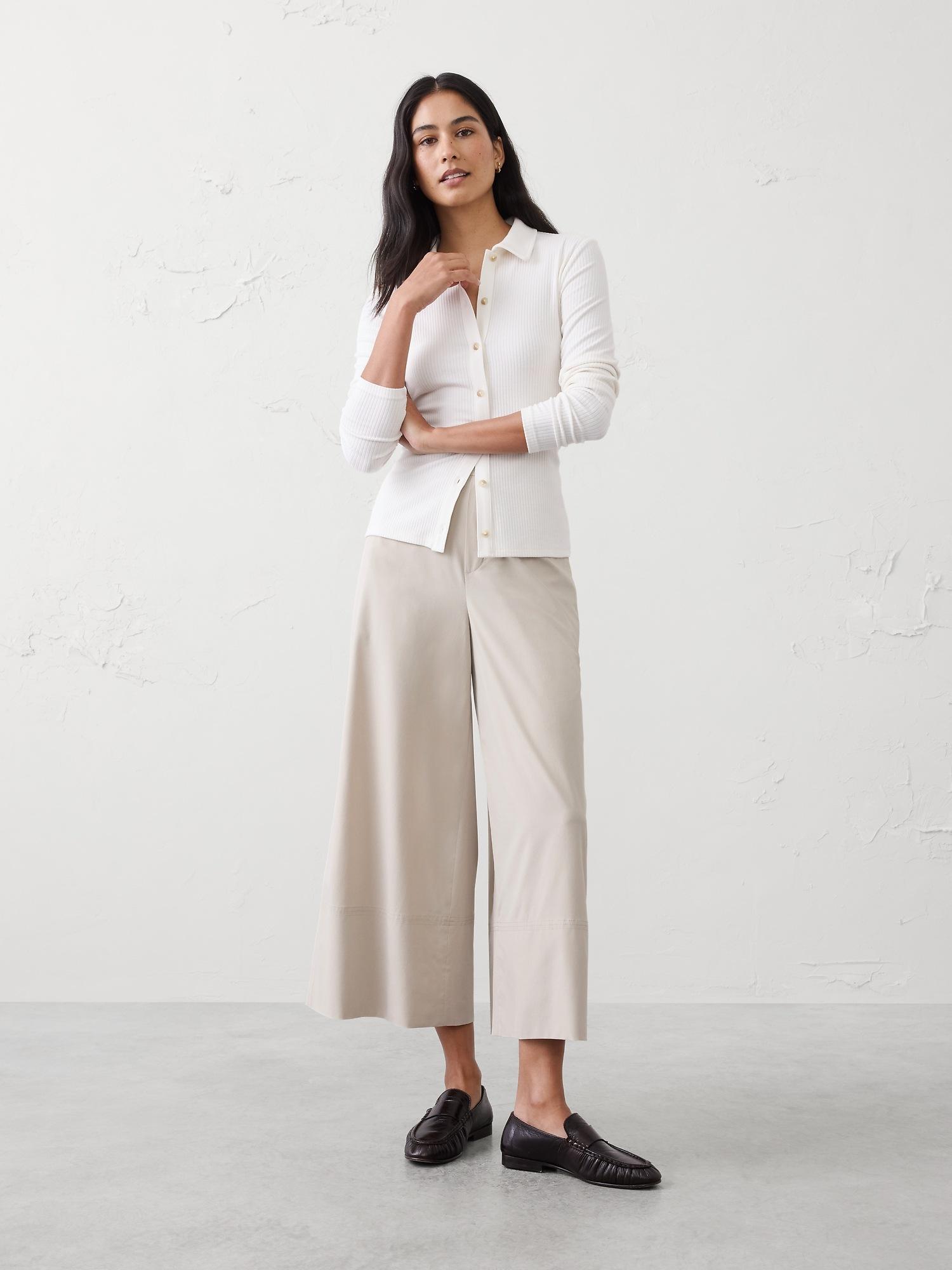 high-rise wide-leg airstretch pull-on cropped pant