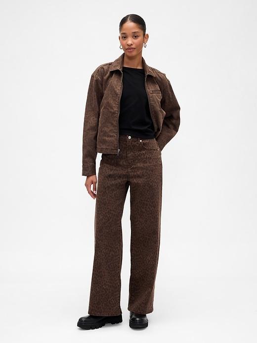 high rise wide-leg cargo jeans