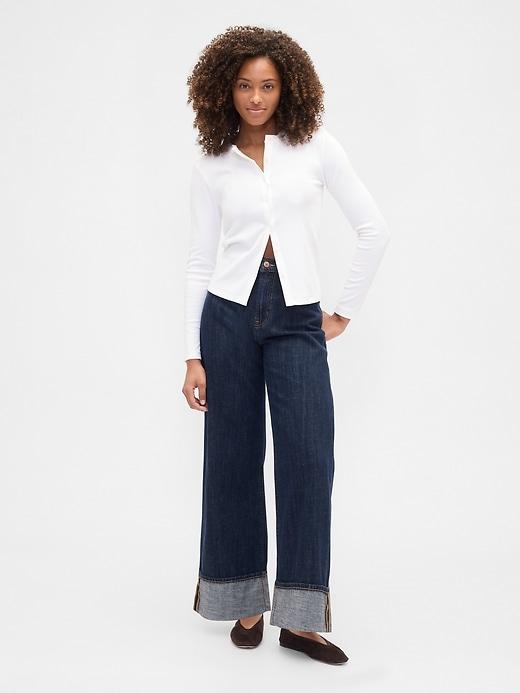 high rise wide-leg cargo jeans