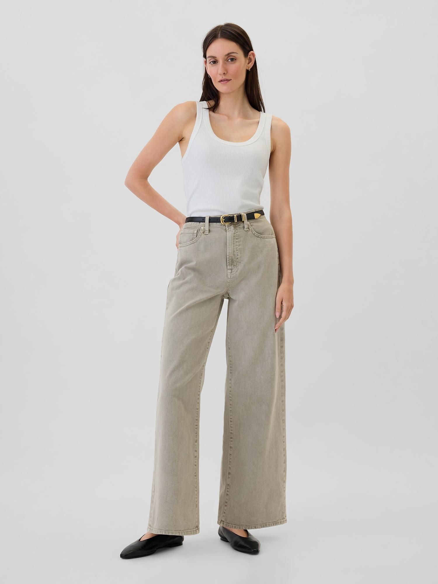 high rise wide-leg cargo jeans