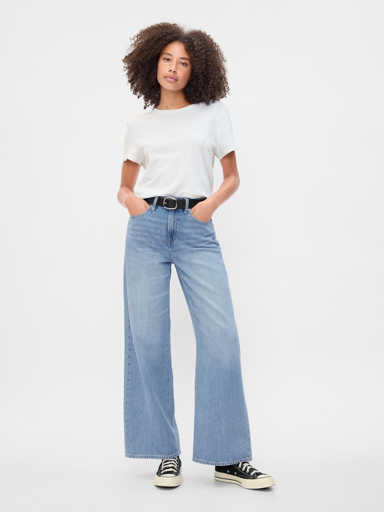 high rise wide-leg cargo jeans