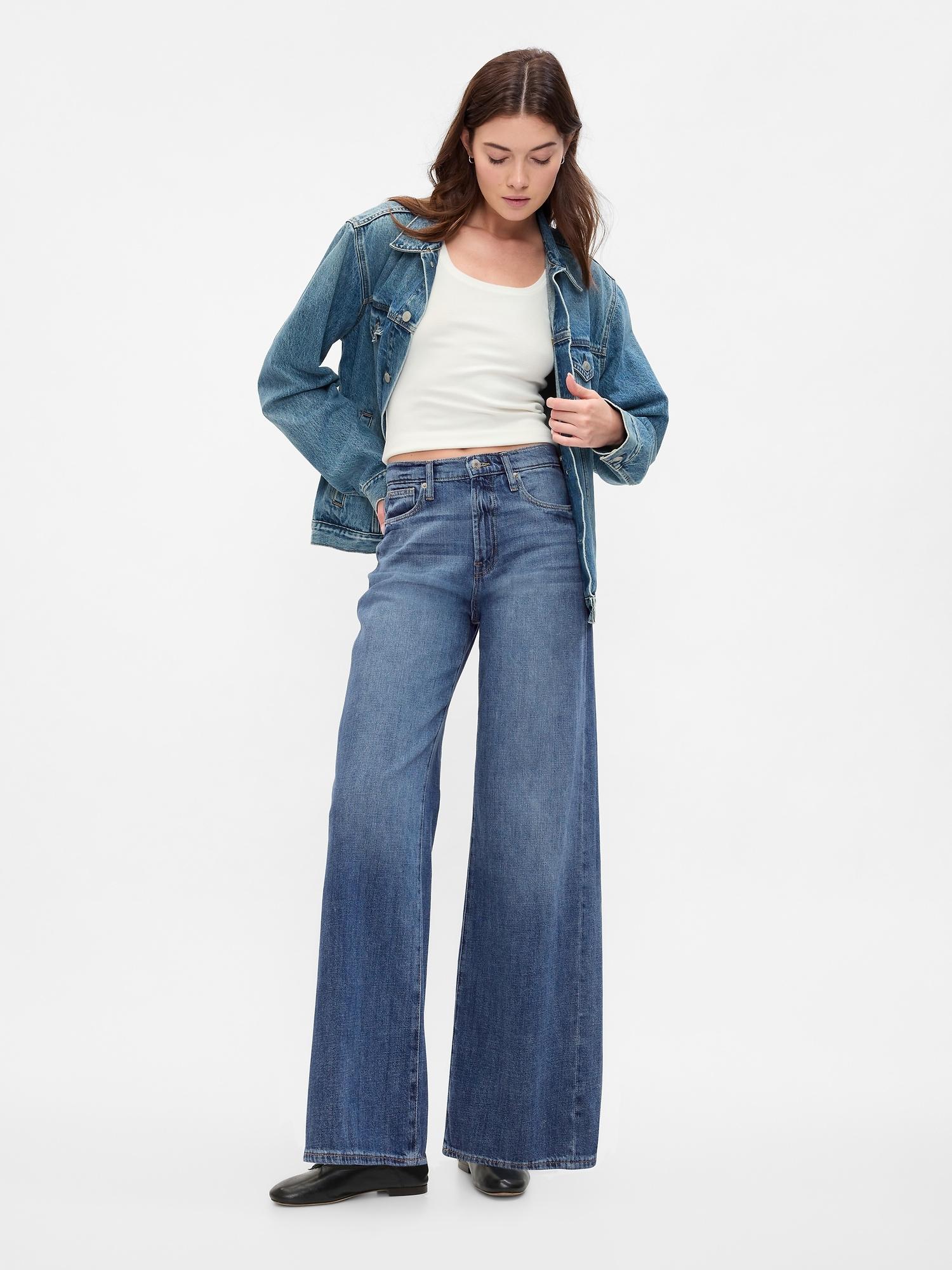 high rise wide-leg cargo jeans