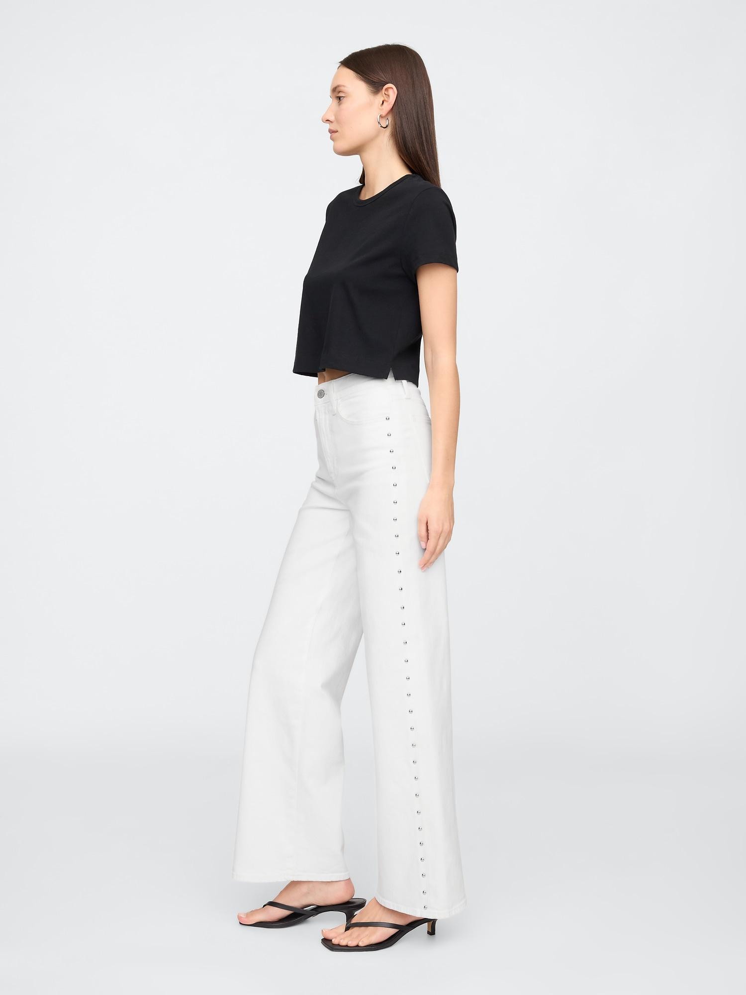 high rise wide-leg cargo jeans