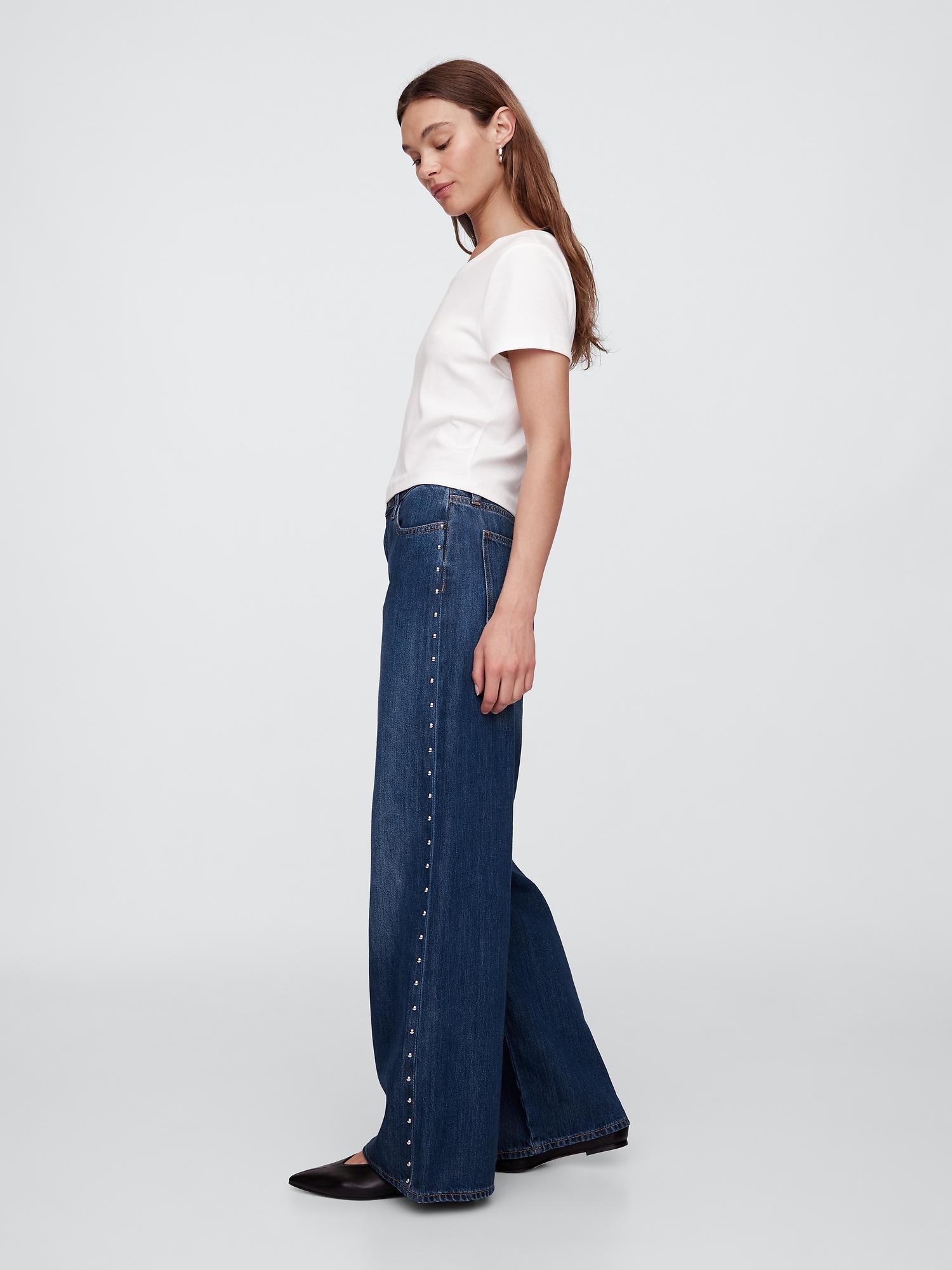 high rise wide-leg cargo jeans