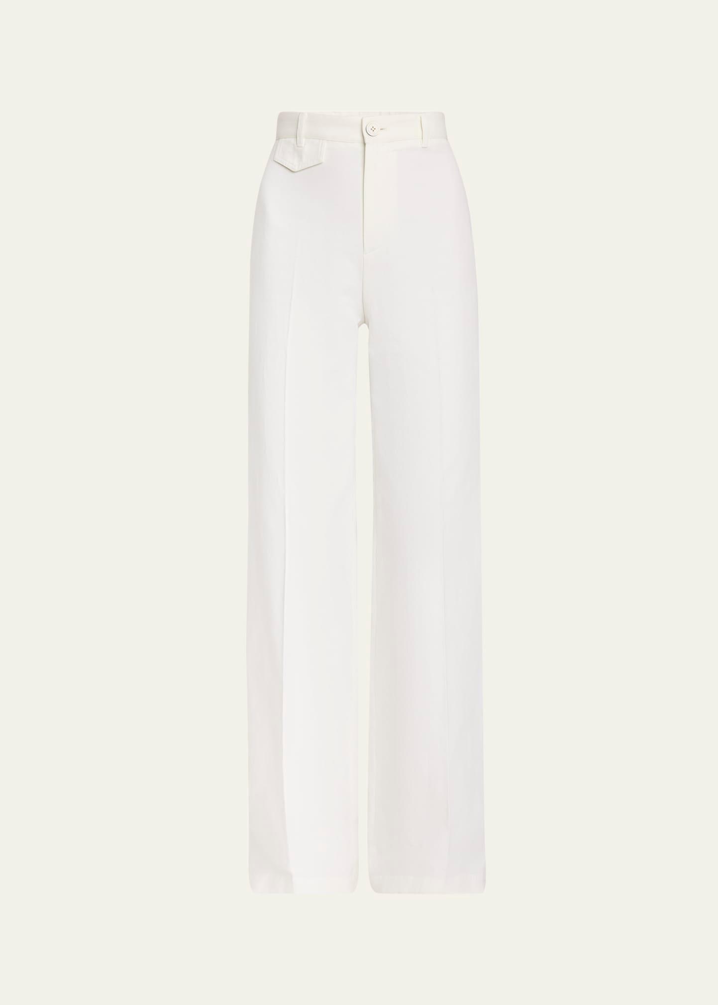 high-rise wide-leg cotton pants