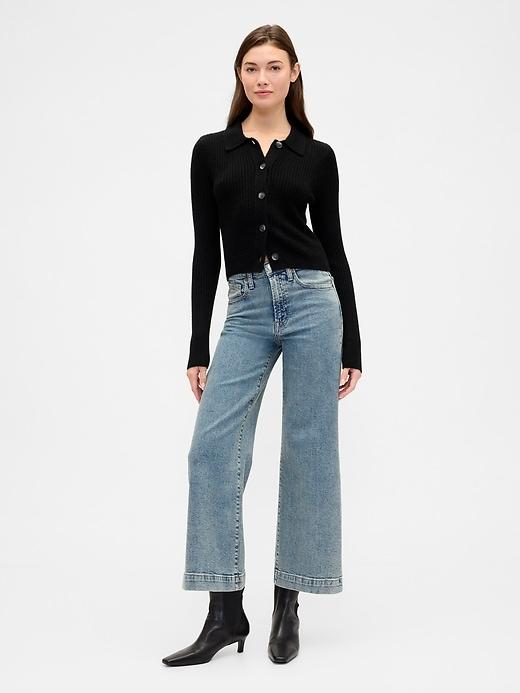 high rise wide-leg crop jeans