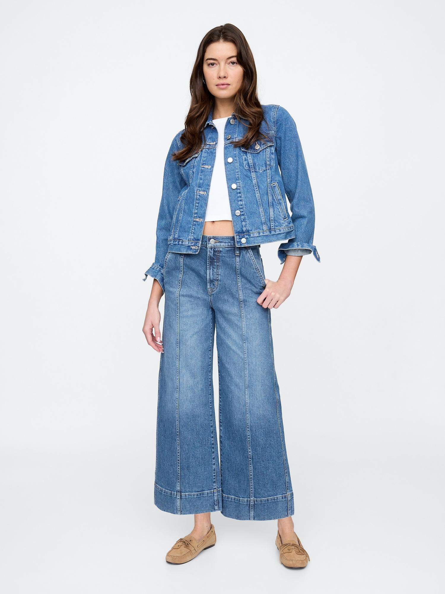 high rise wide-leg crop jeans