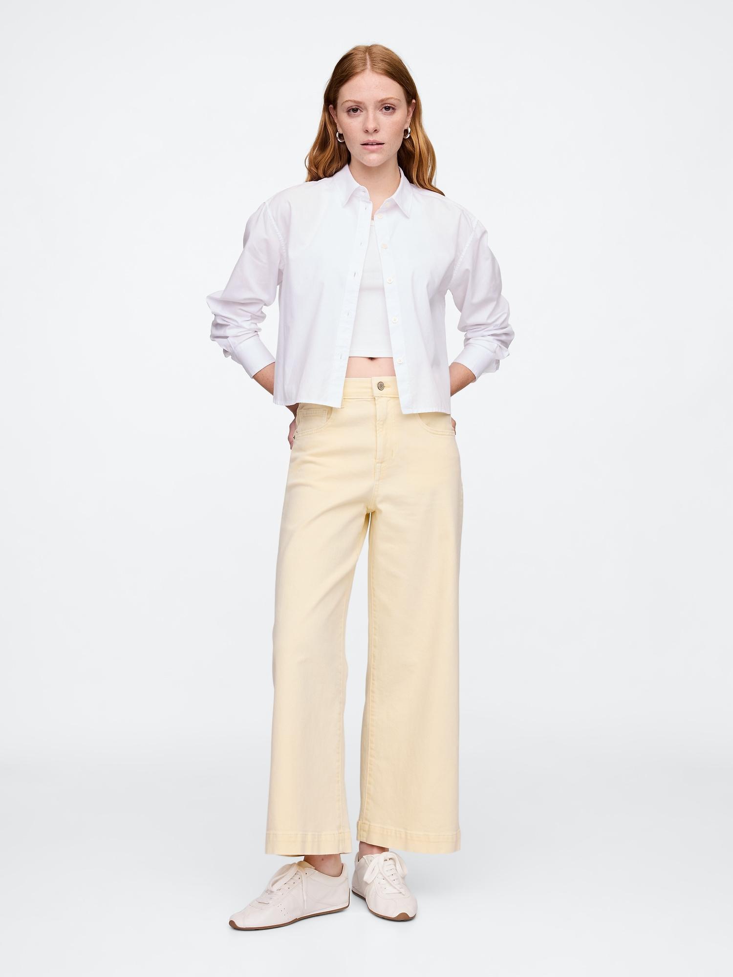 high rise wide-leg crop jeans