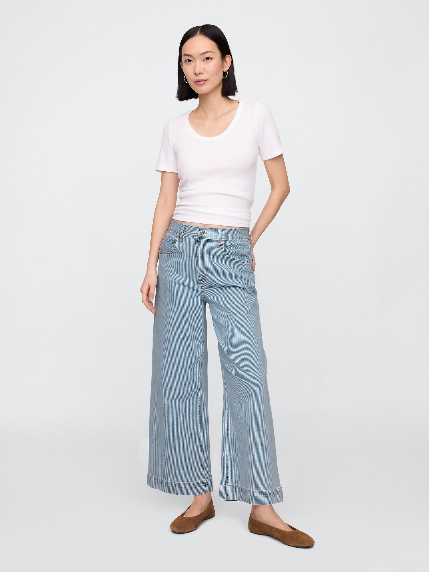 high rise wide-leg crop jeans