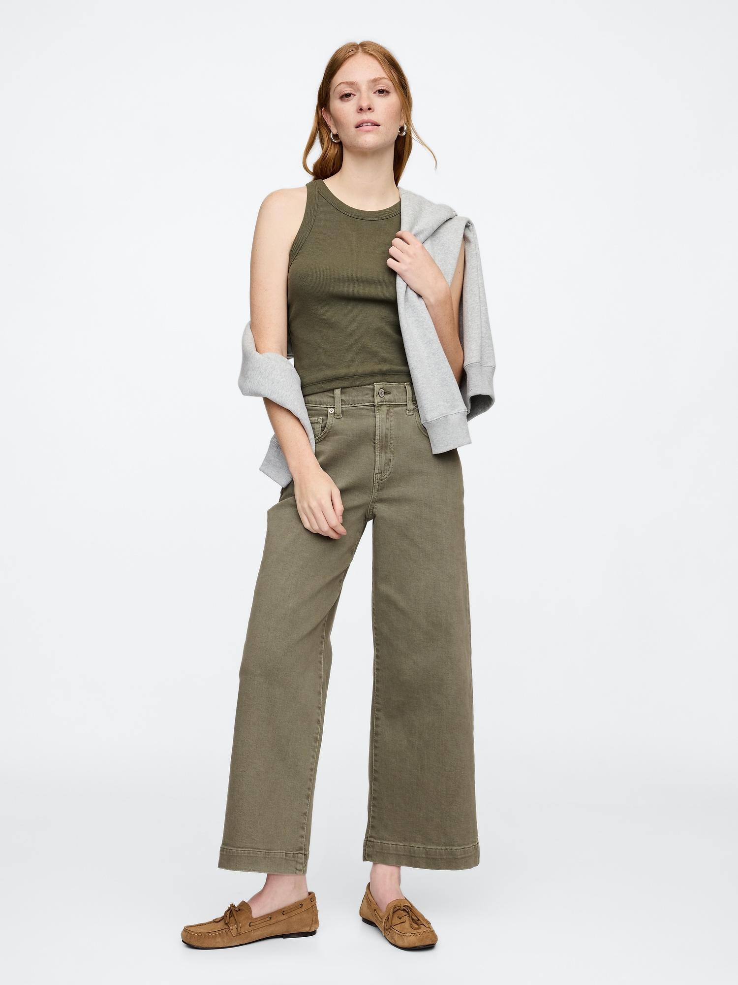 high rise wide-leg crop jeans