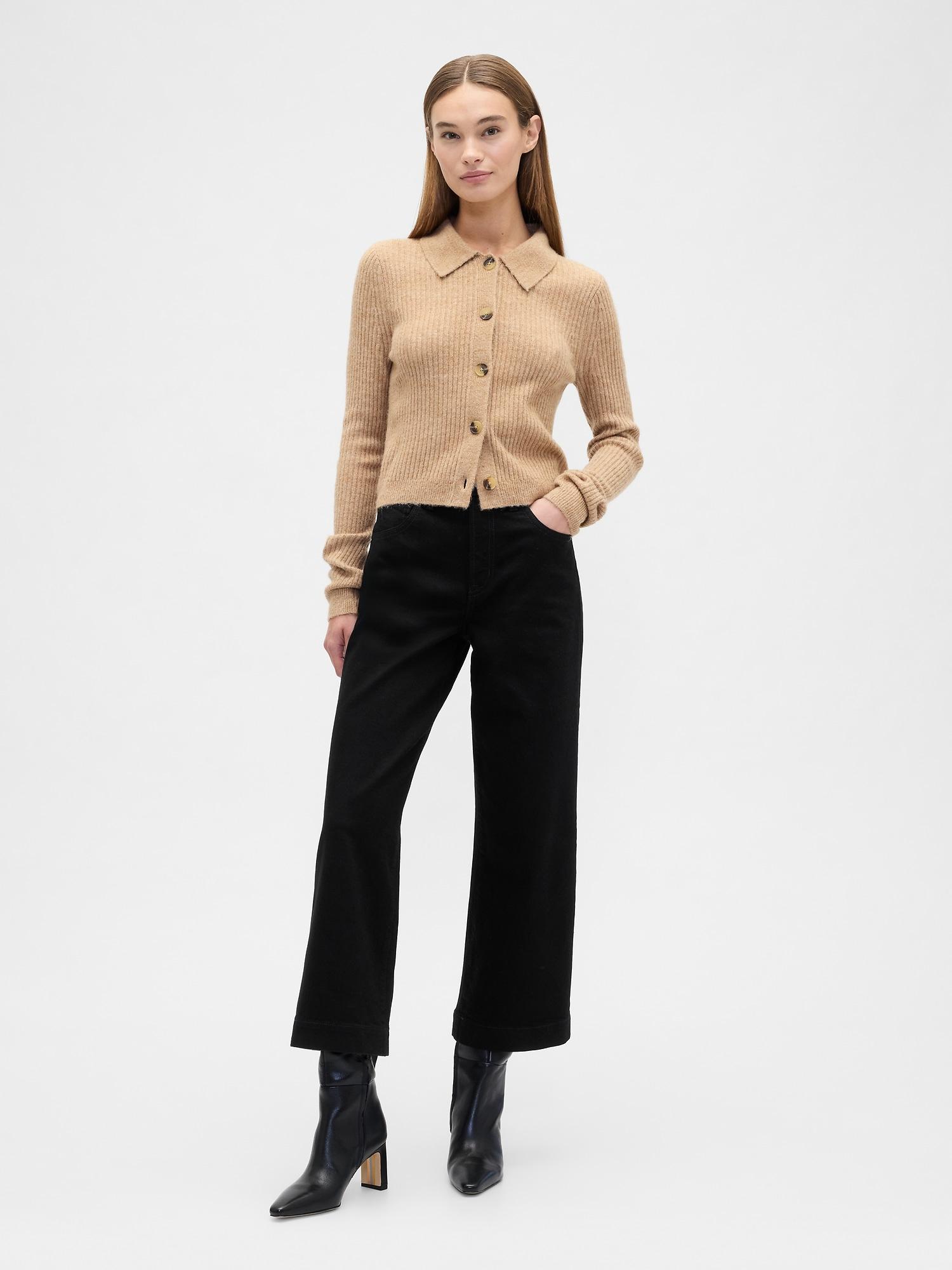 high rise wide-leg crop jeans