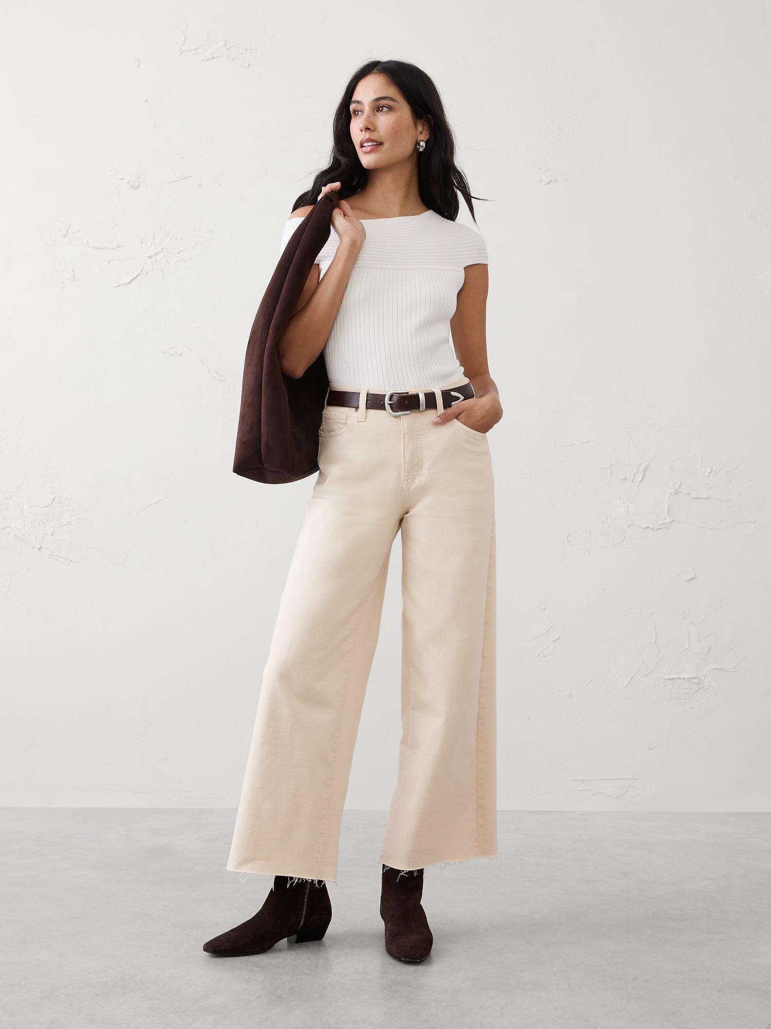 high-rise wide-leg cropped jean