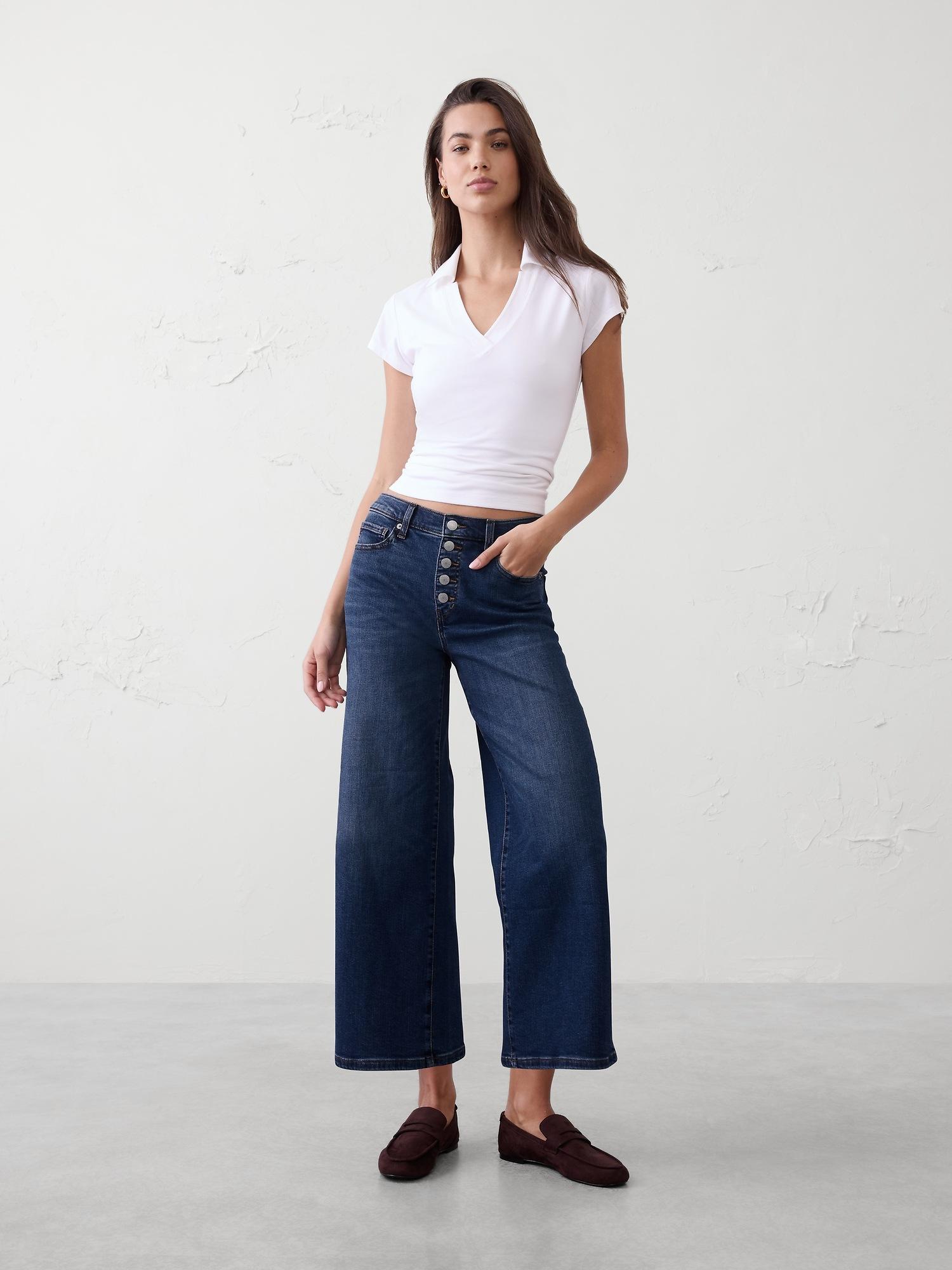 high-rise wide-leg cropped jean
