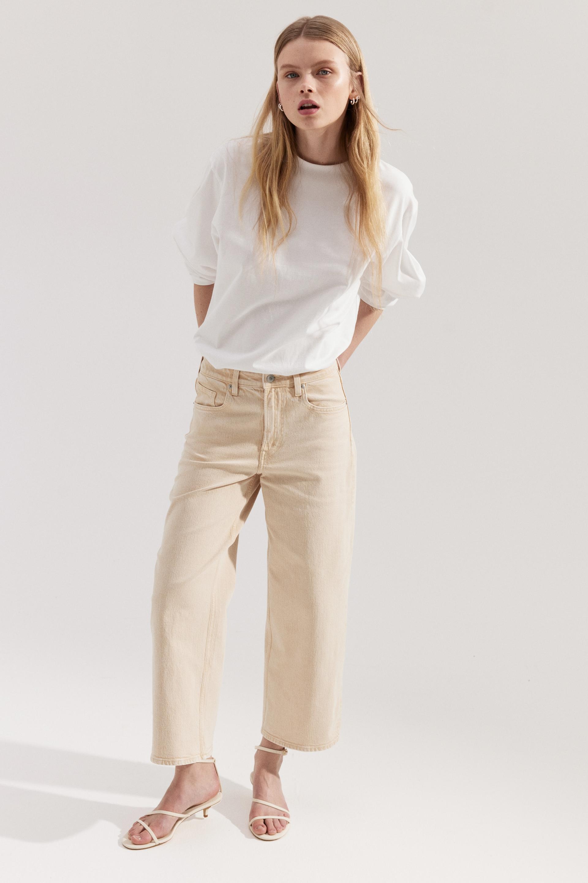 high rise wide leg cropped jeans