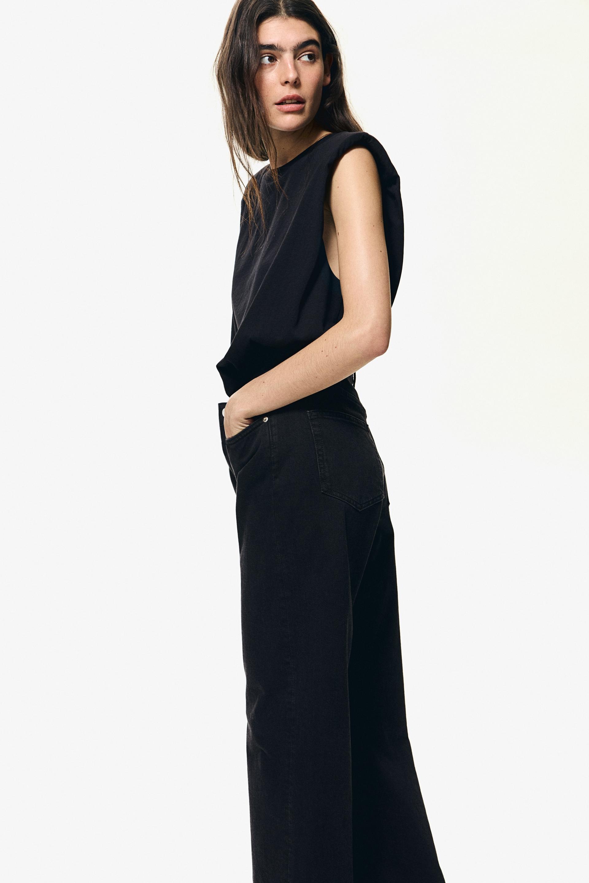 high rise wide leg cropped jeans