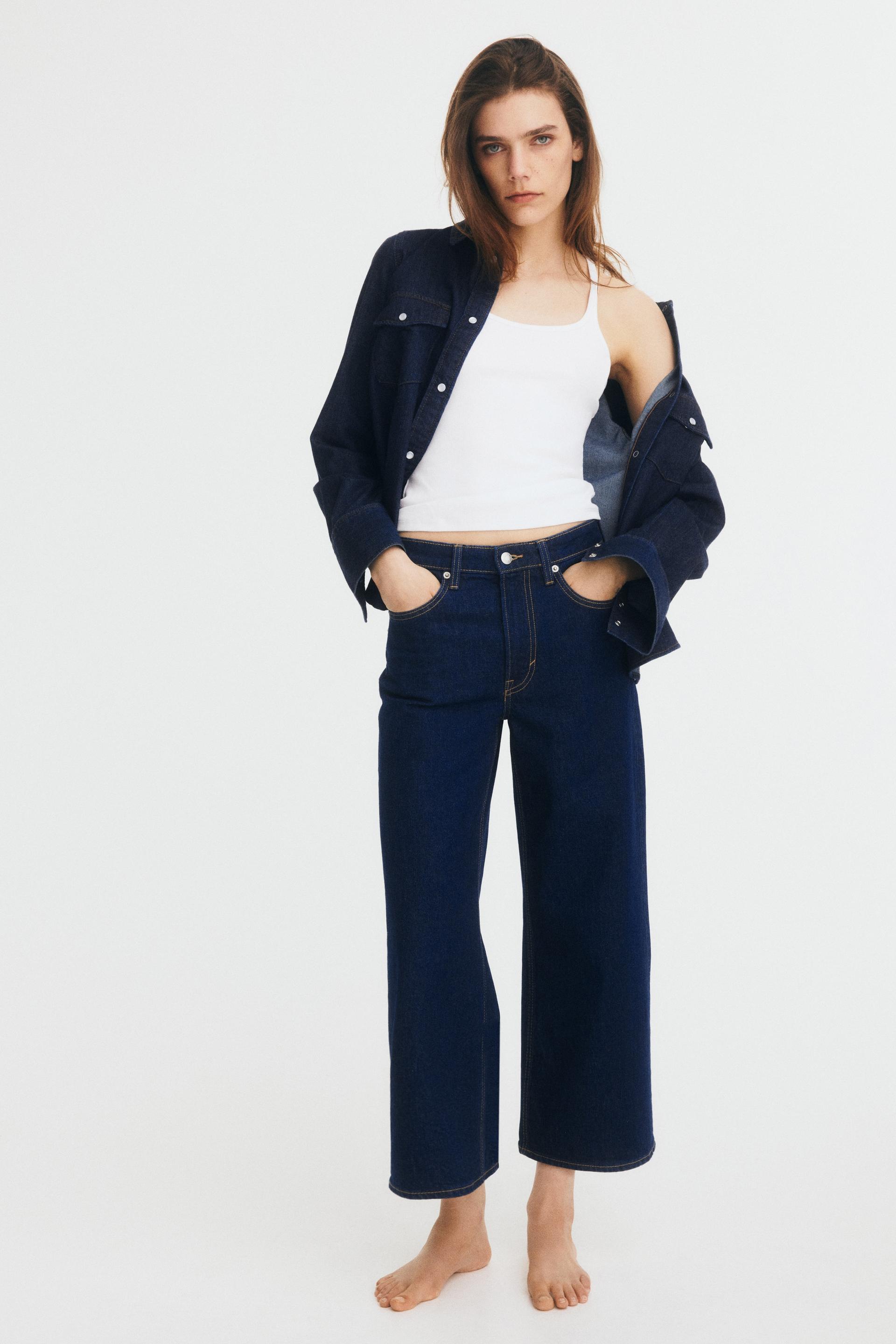 high rise wide leg cropped jeans