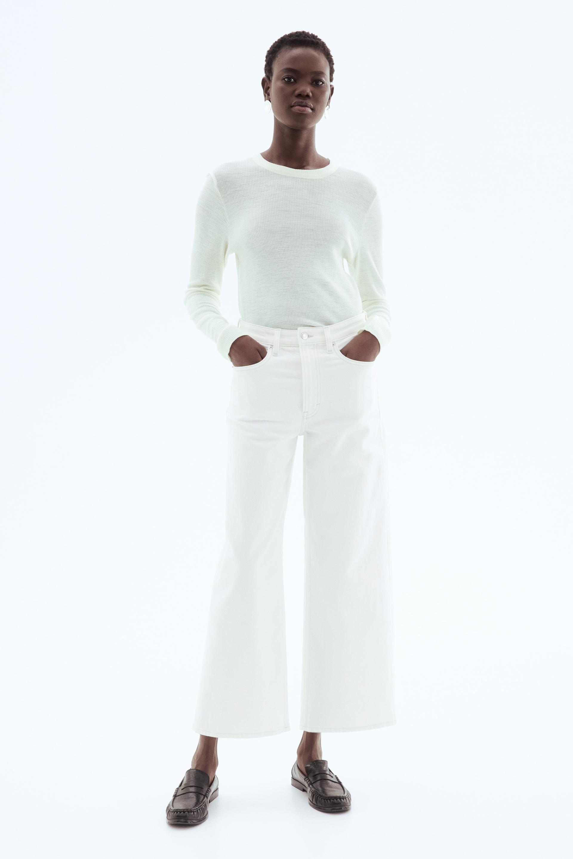 high rise wide leg cropped jeans