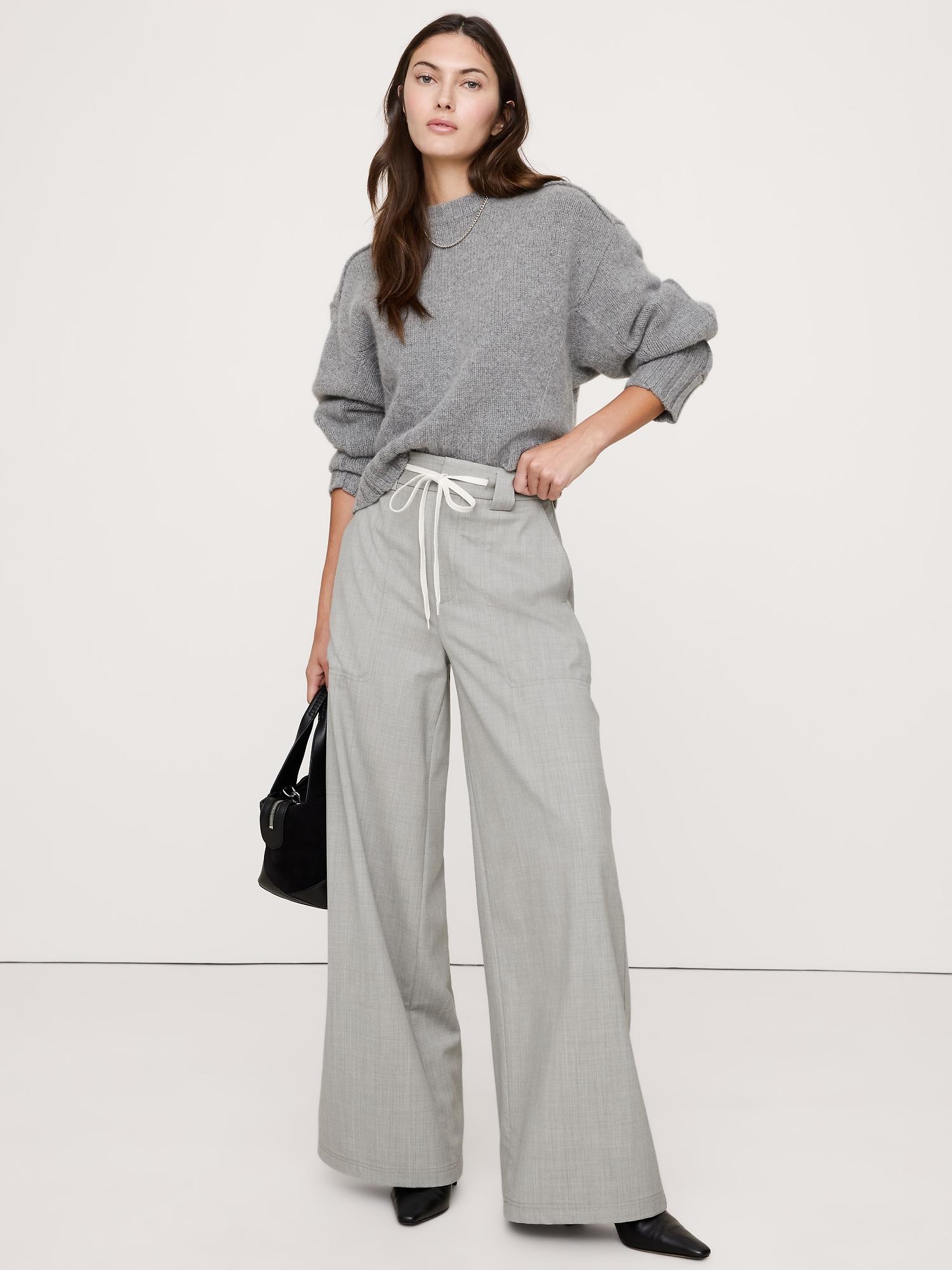 high-rise wide-leg italian wool pant