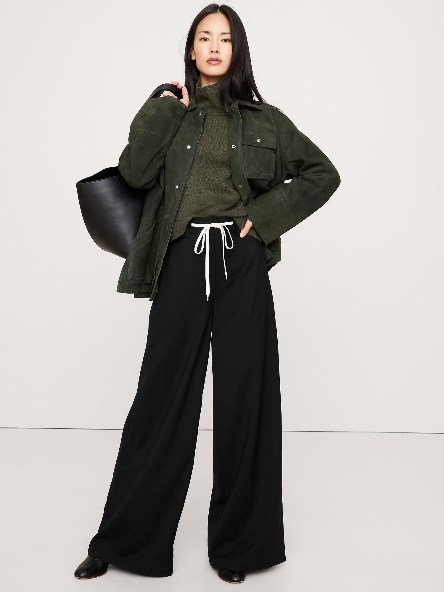 high-rise wide-leg italian wool pant