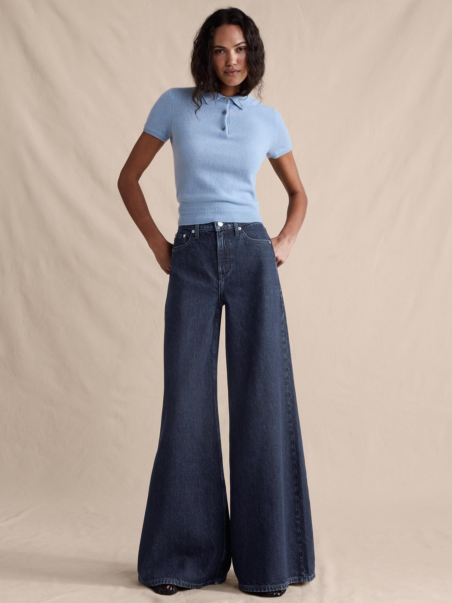 high-rise wide-leg lightweight palazzo jean