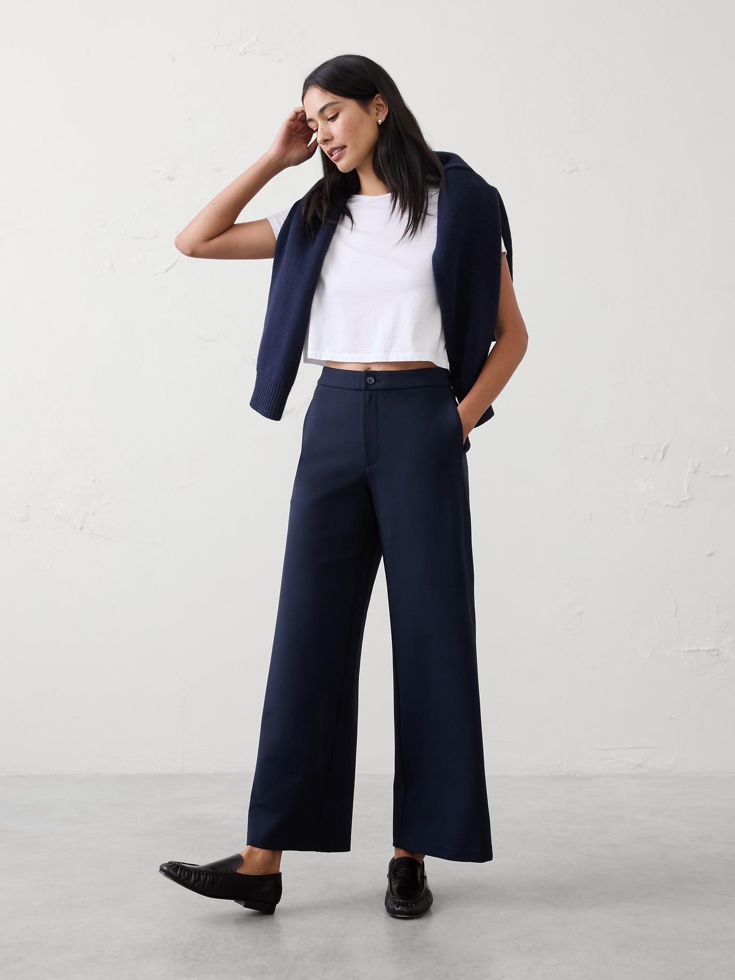 high-rise wide-leg ponte pant