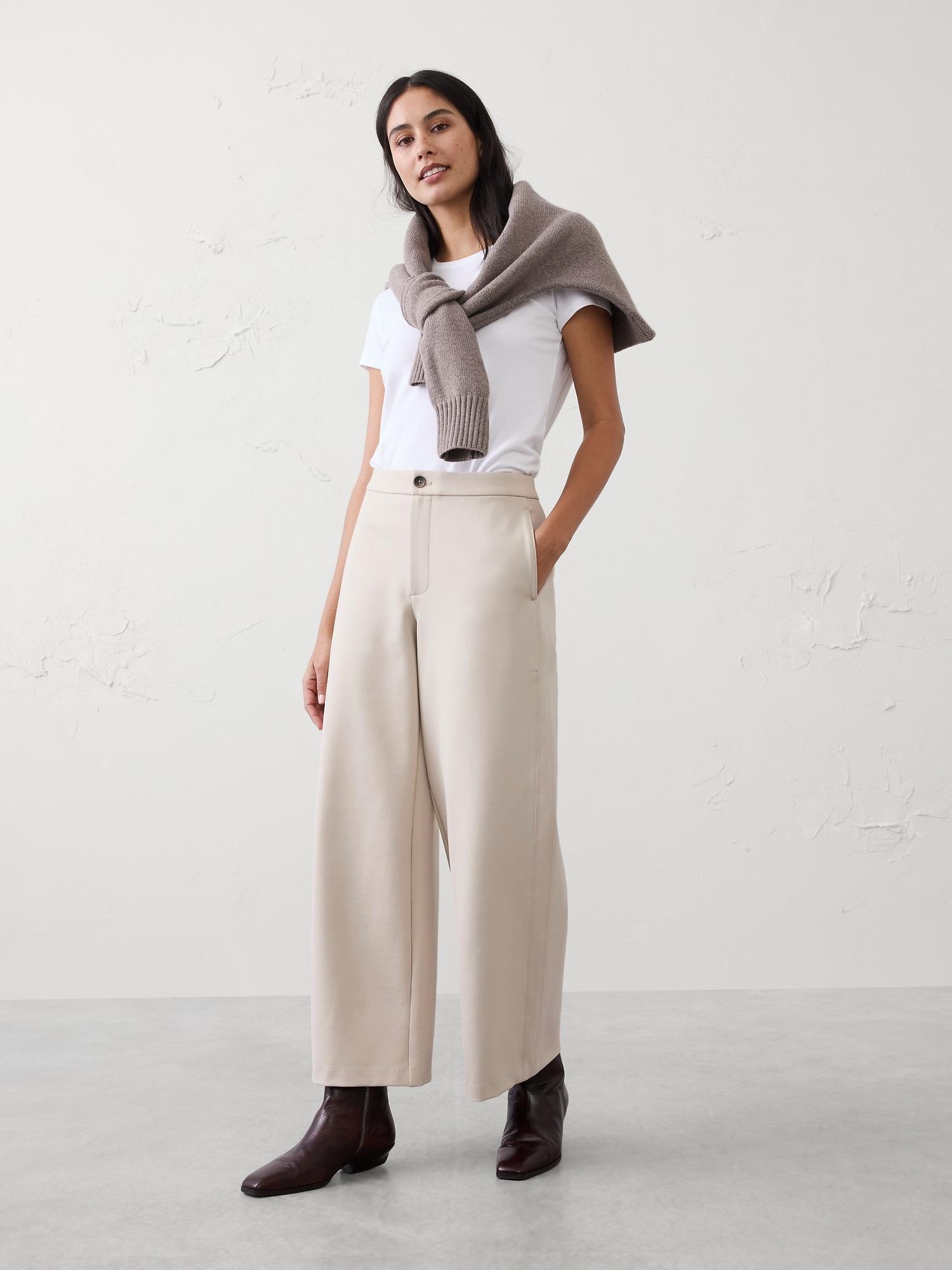 high-rise wide-leg ponte pant