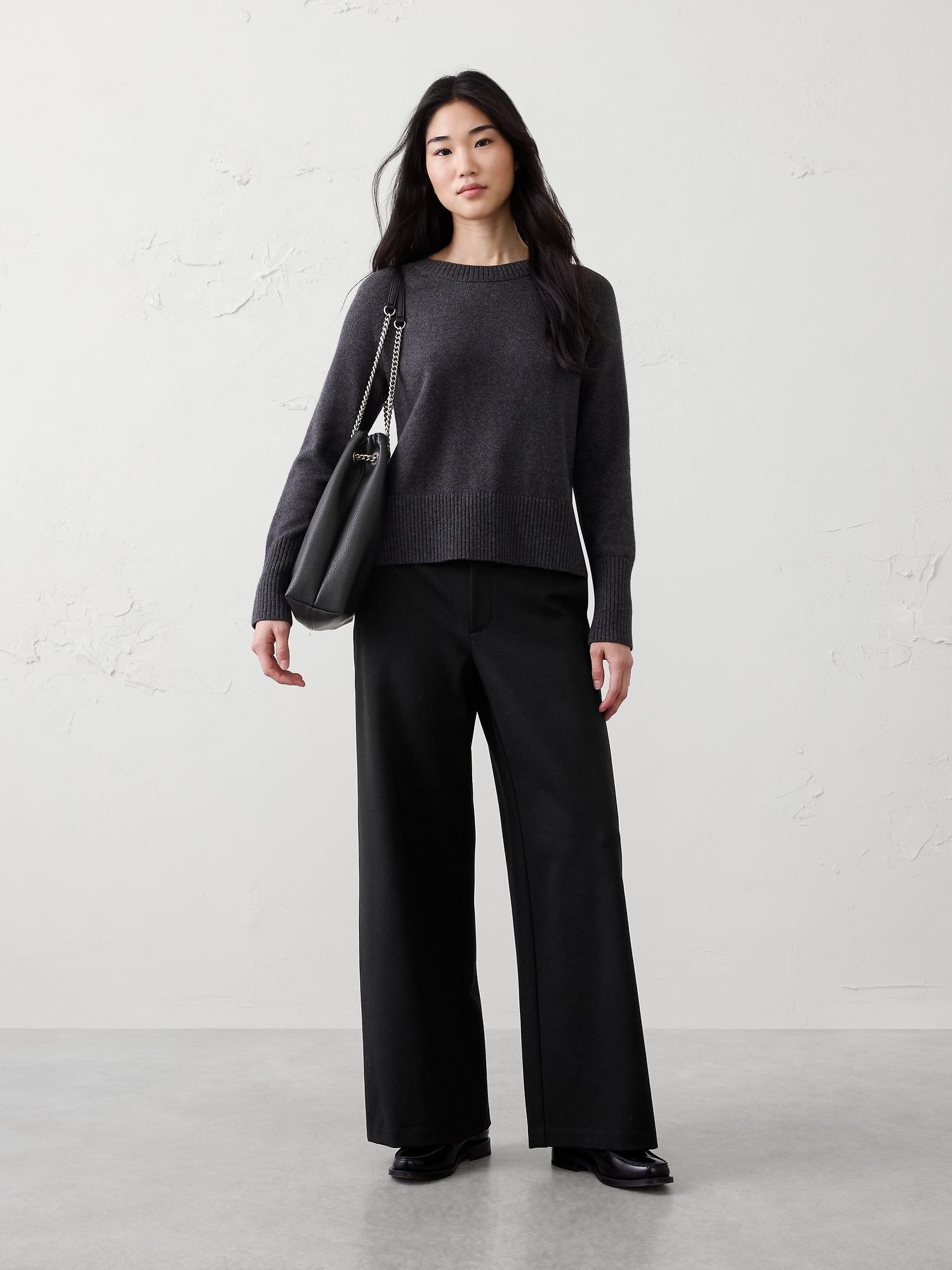high-rise wide-leg ponte pant