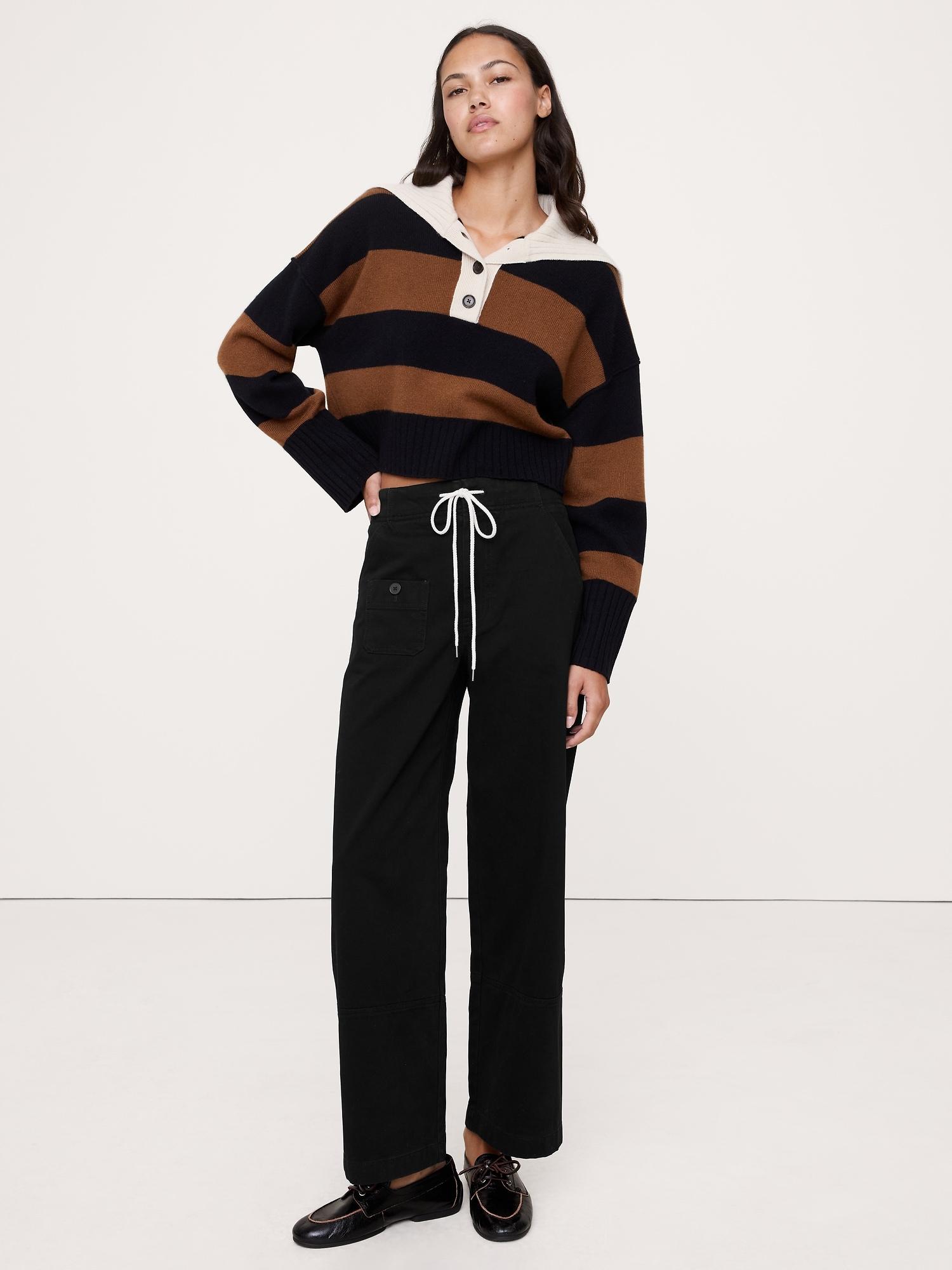 high-rise wide-leg pull-on drawstring pant