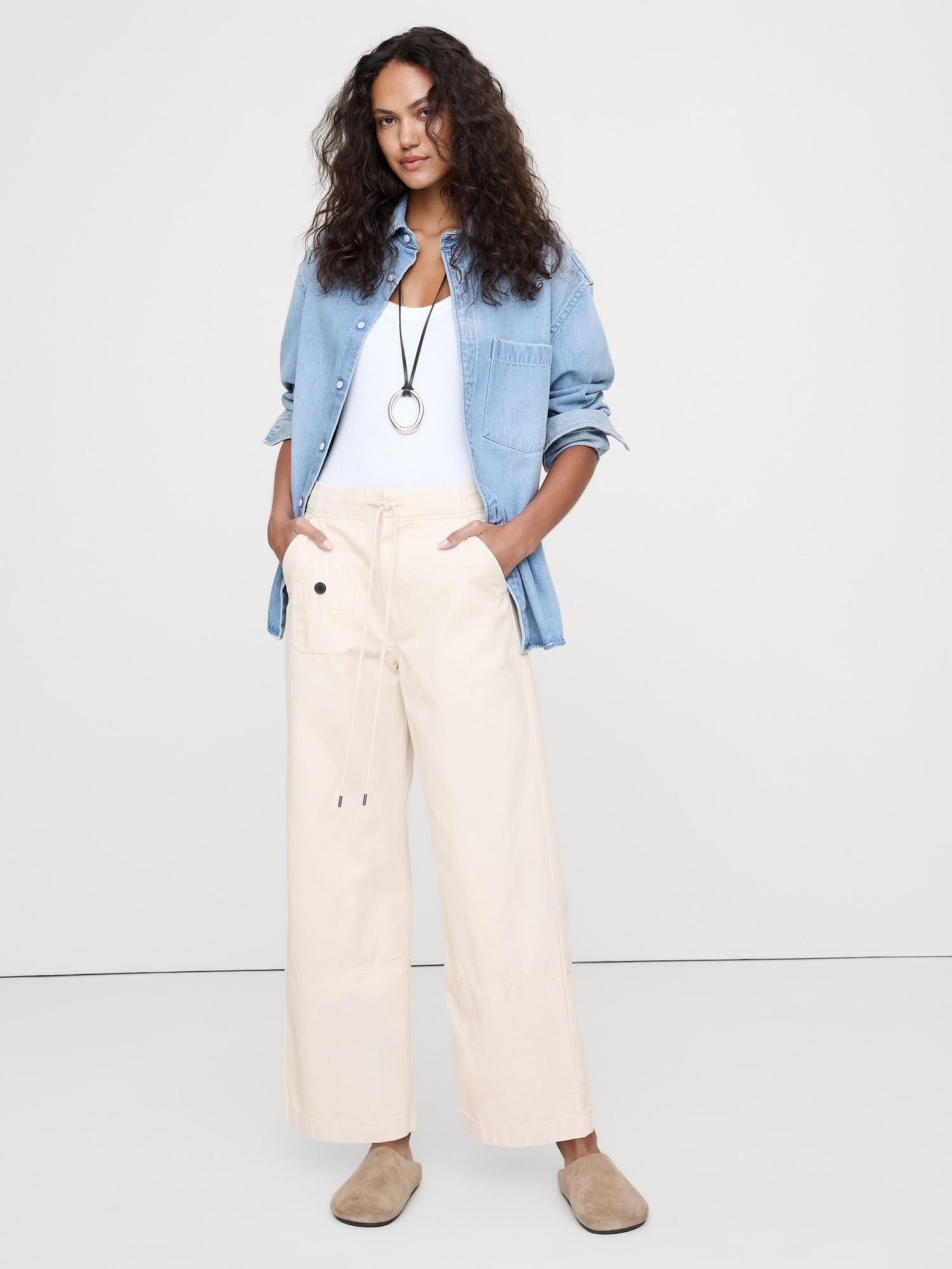 high-rise wide-leg pull-on drawstring pant