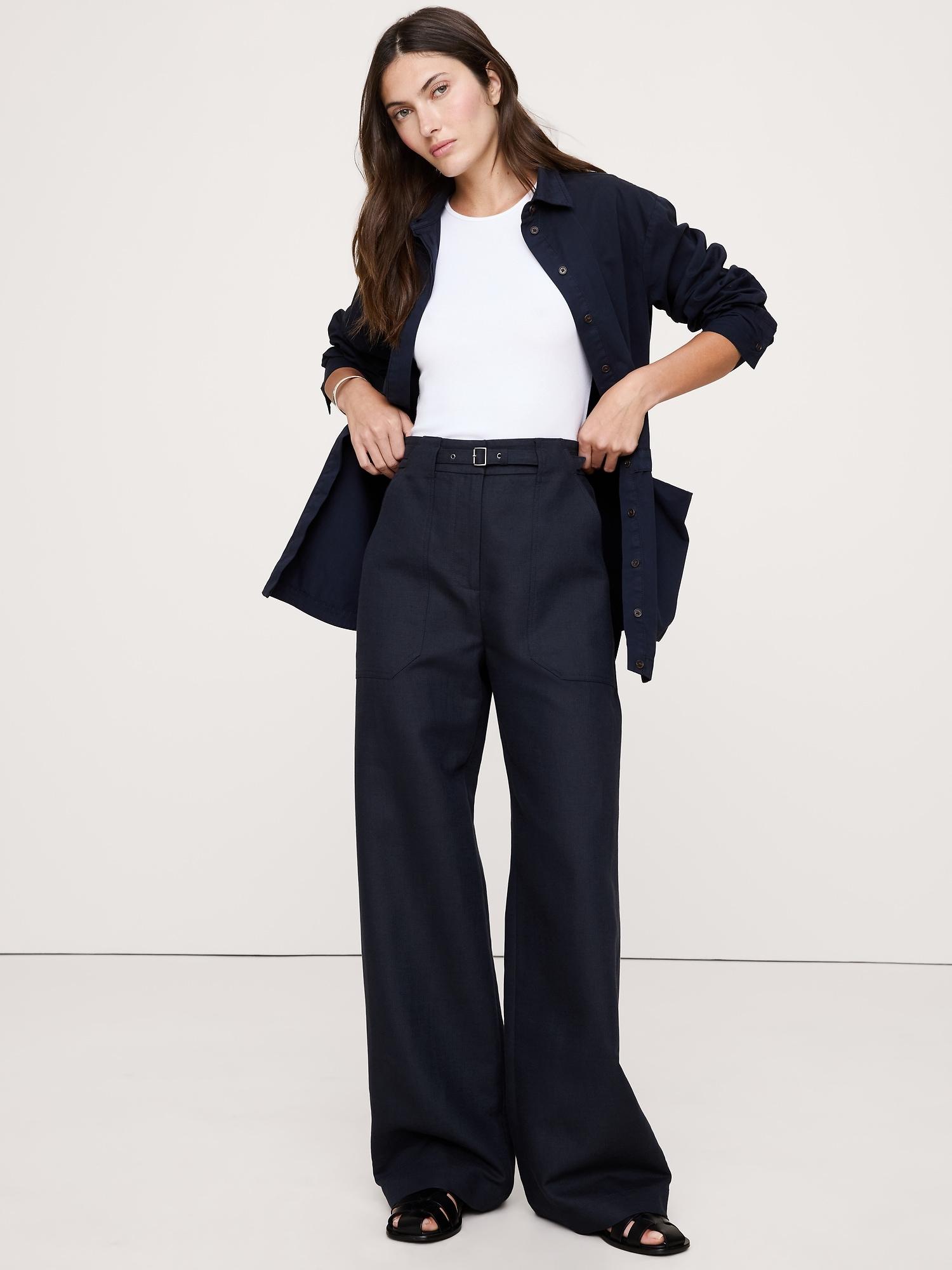 high-rise wide-leg studio pant