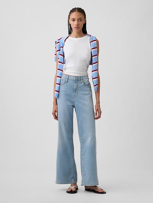 high rise wide-leg sweatpant jeans