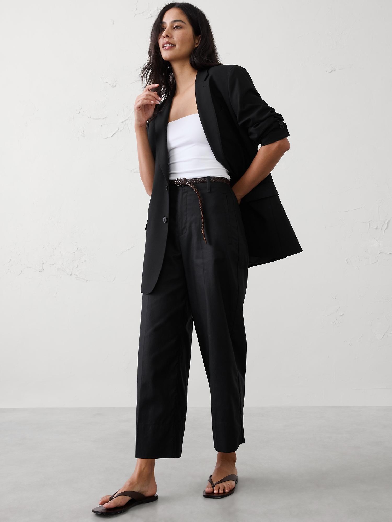 high-rise wide-leg twill crop pant